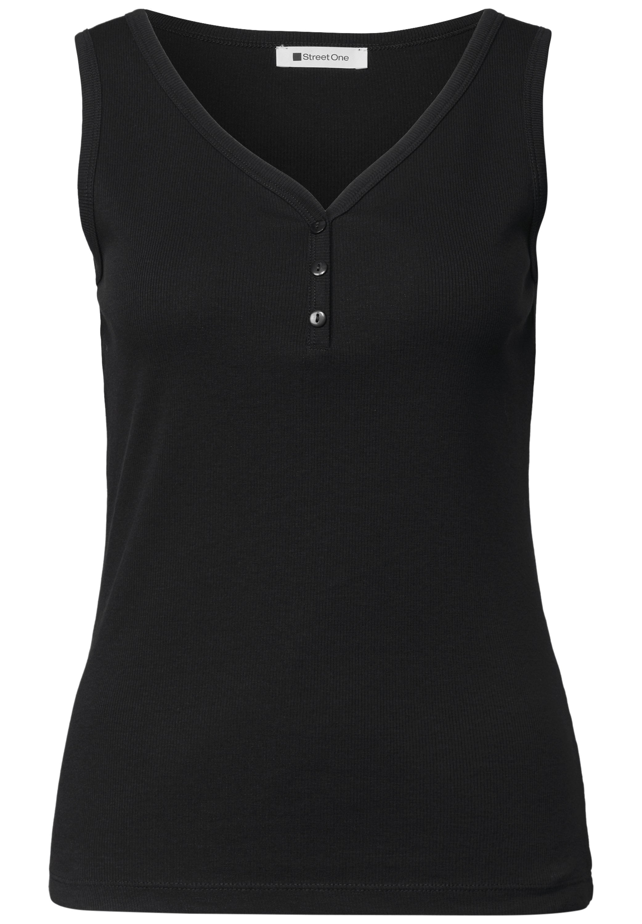 Top in Rippstruktur mit V-Neck