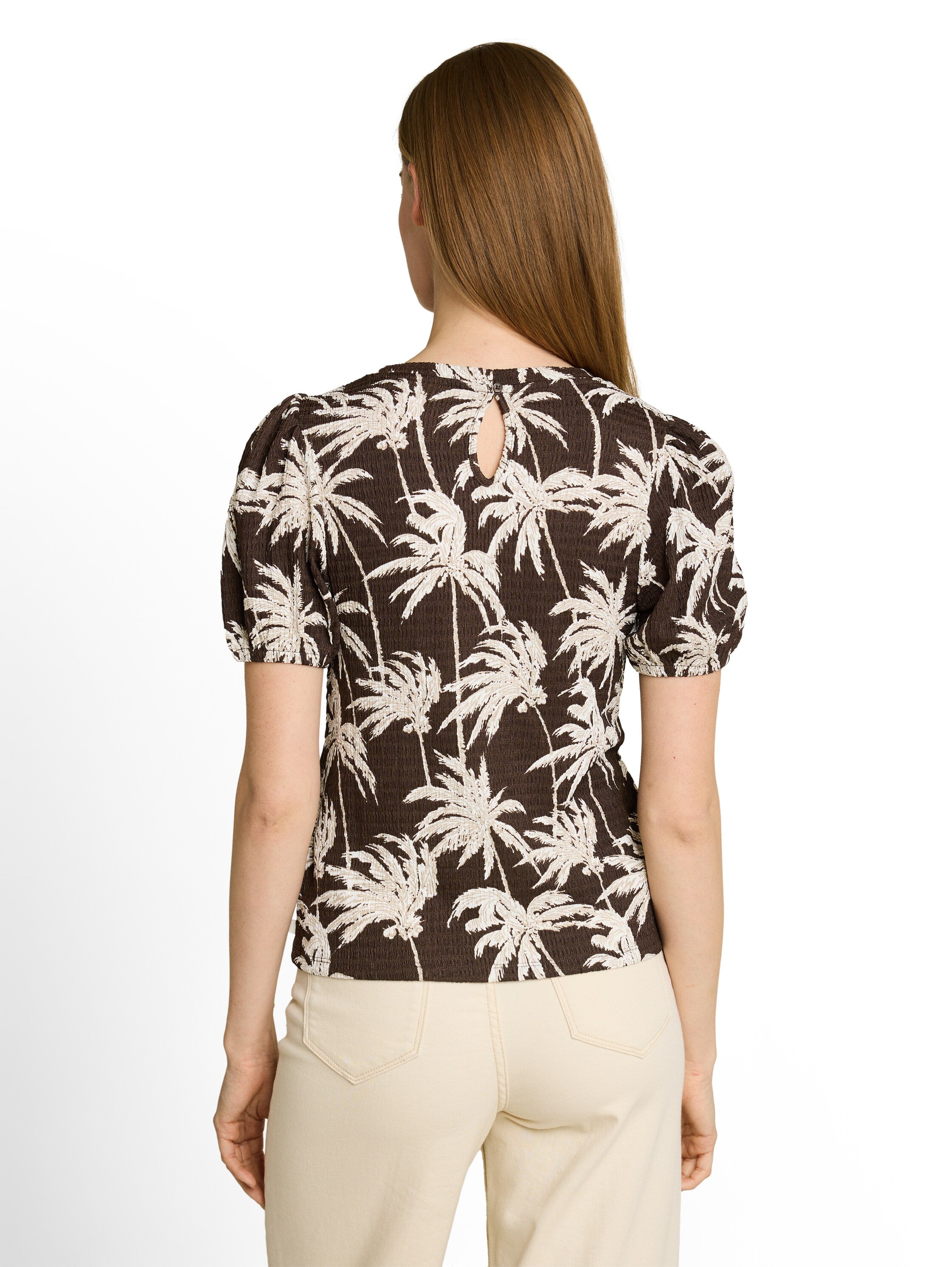 Crinkle T-Shirt mit Ballonärmeln