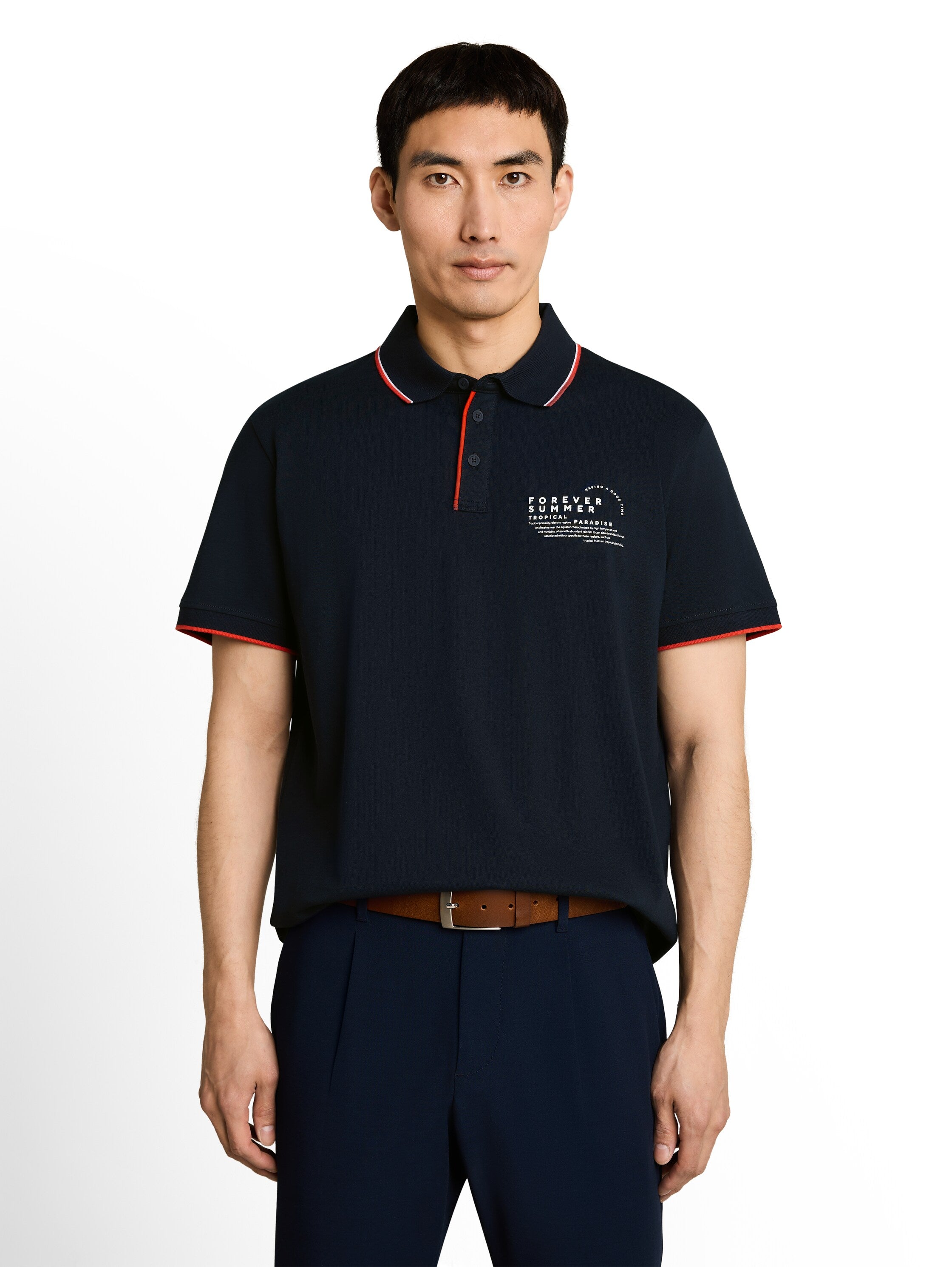 Jersey Poloshirt mit Print