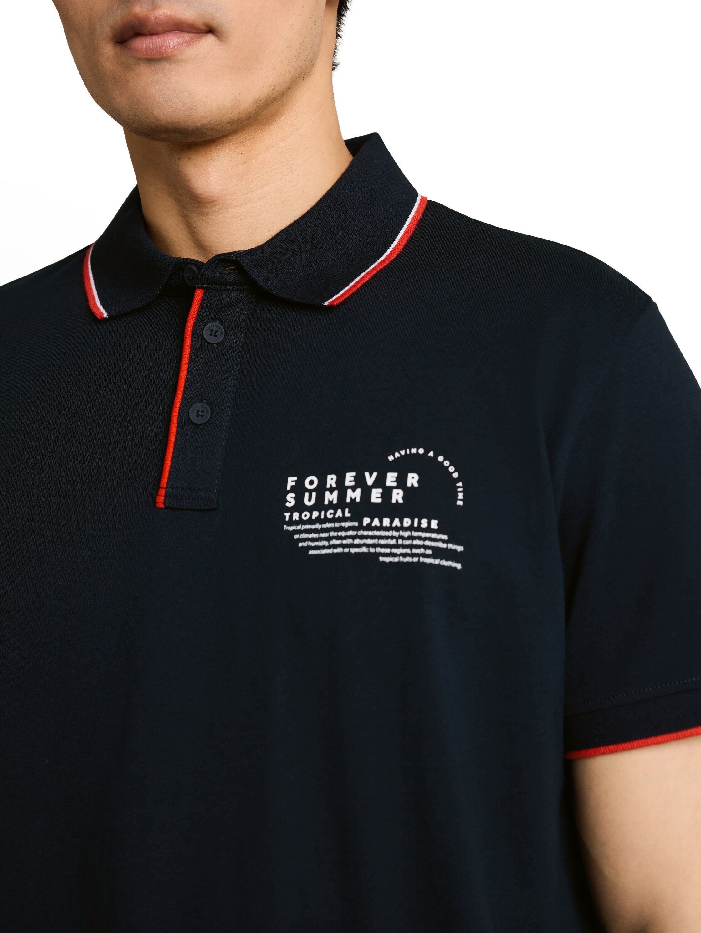 Jersey Poloshirt mit Print