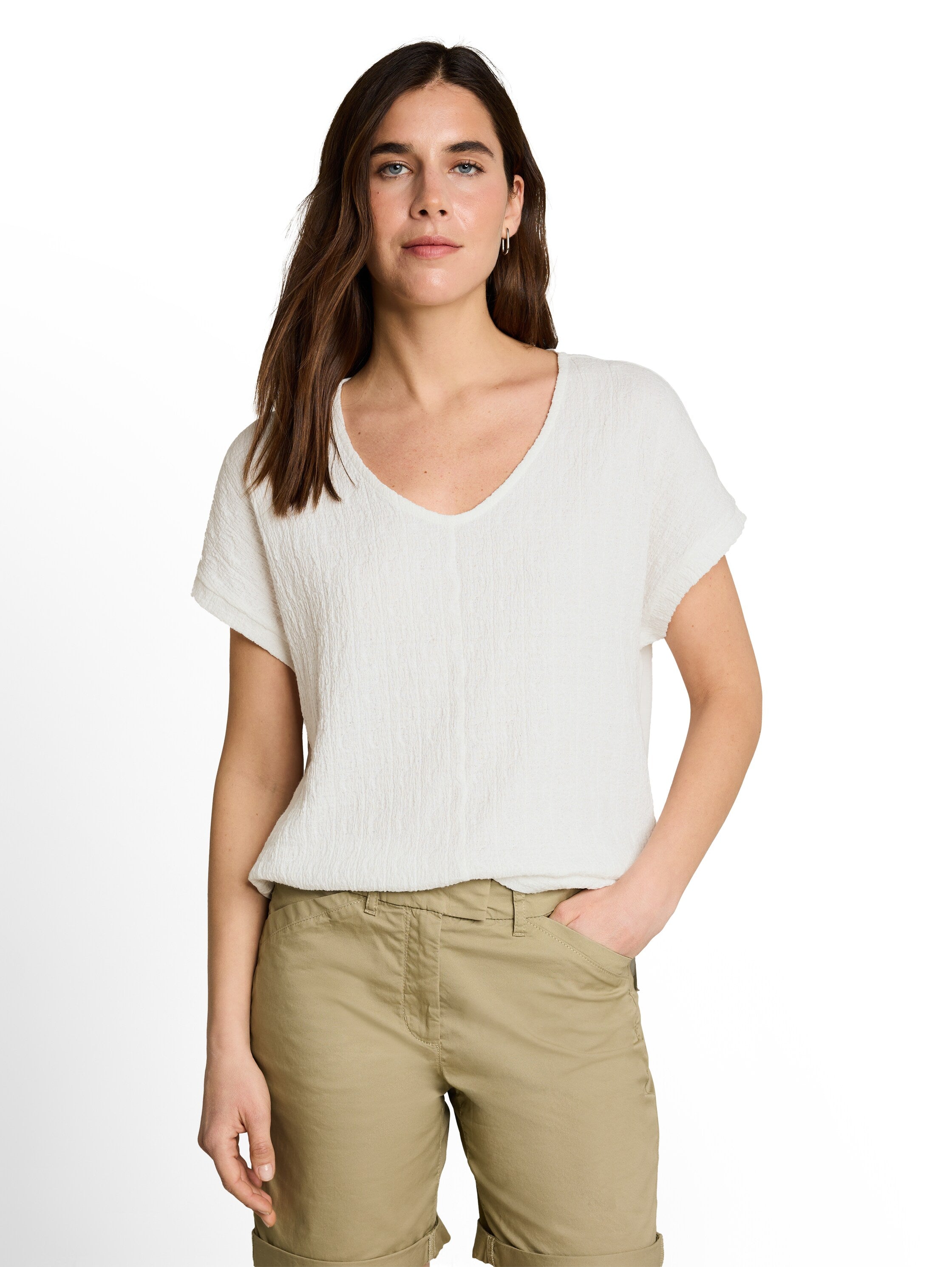 Loose Fit T-Shirt im Material-Mix