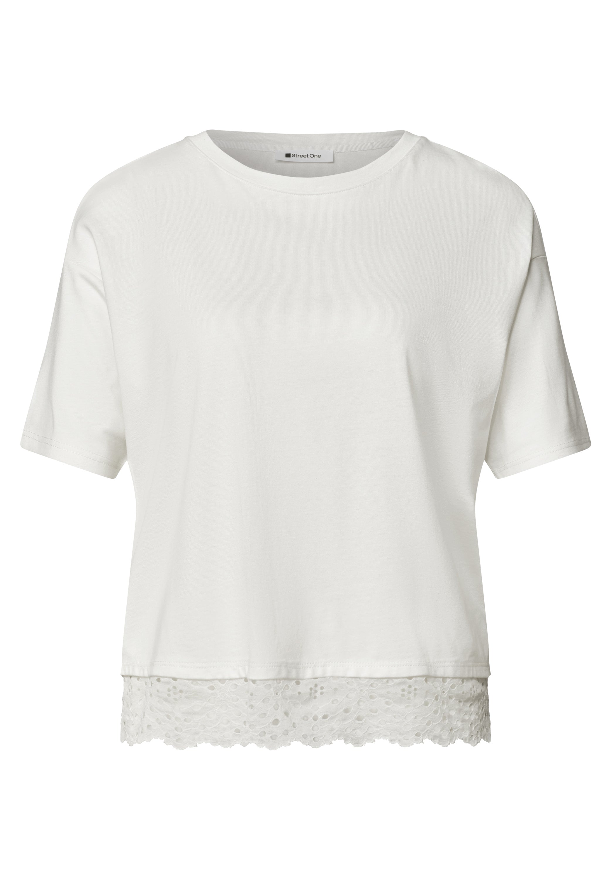 T-Shirt mit Rundhals und Spitze
