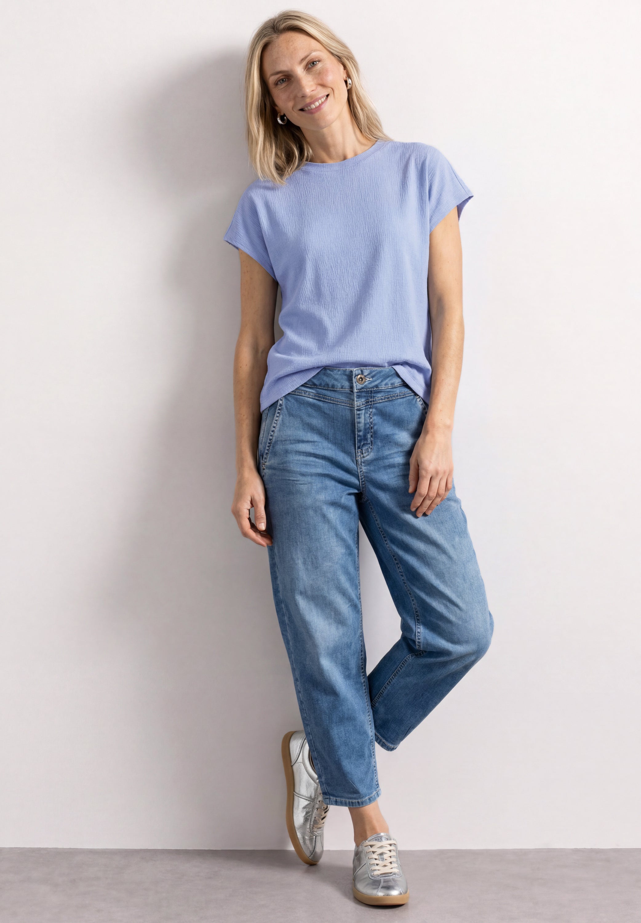 Dropped Shoulder Shirt mit Strukturmix