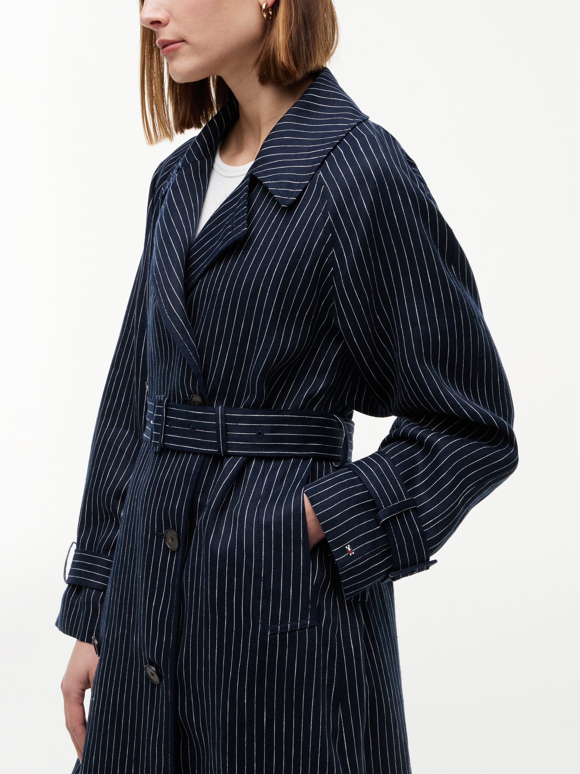LINEN STRIPE NAUTICAL TRENCH