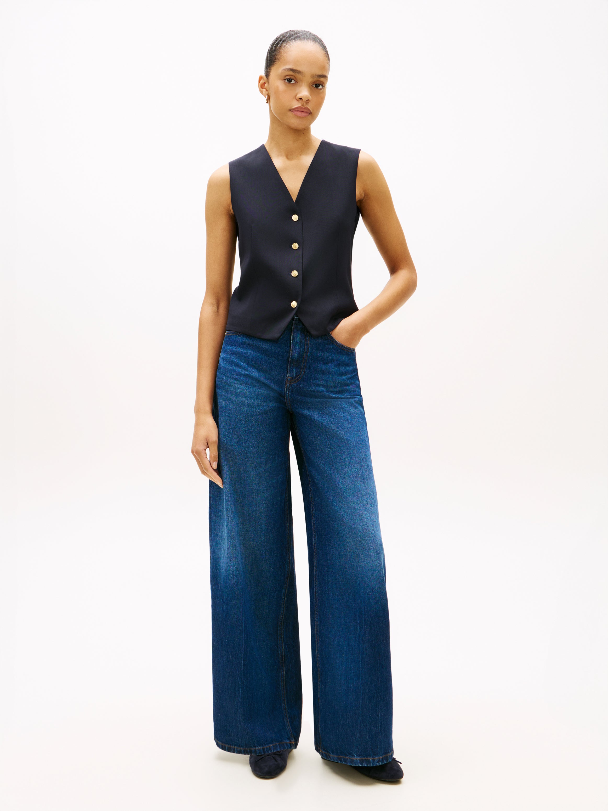 Timeless Wool Blend Gold-Tone Button Waistcoat