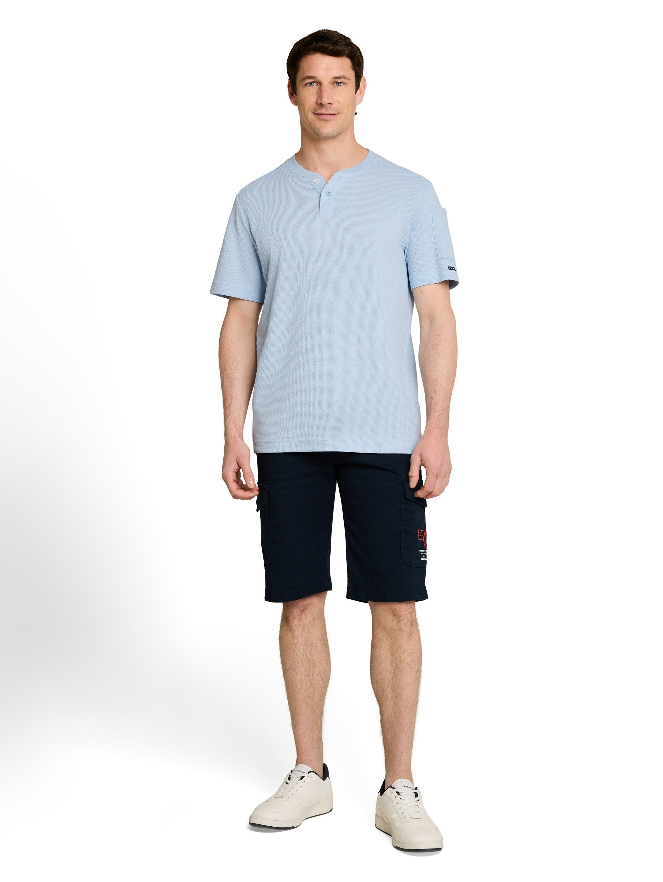 Henley T-Shirt mit Waffelstruktur