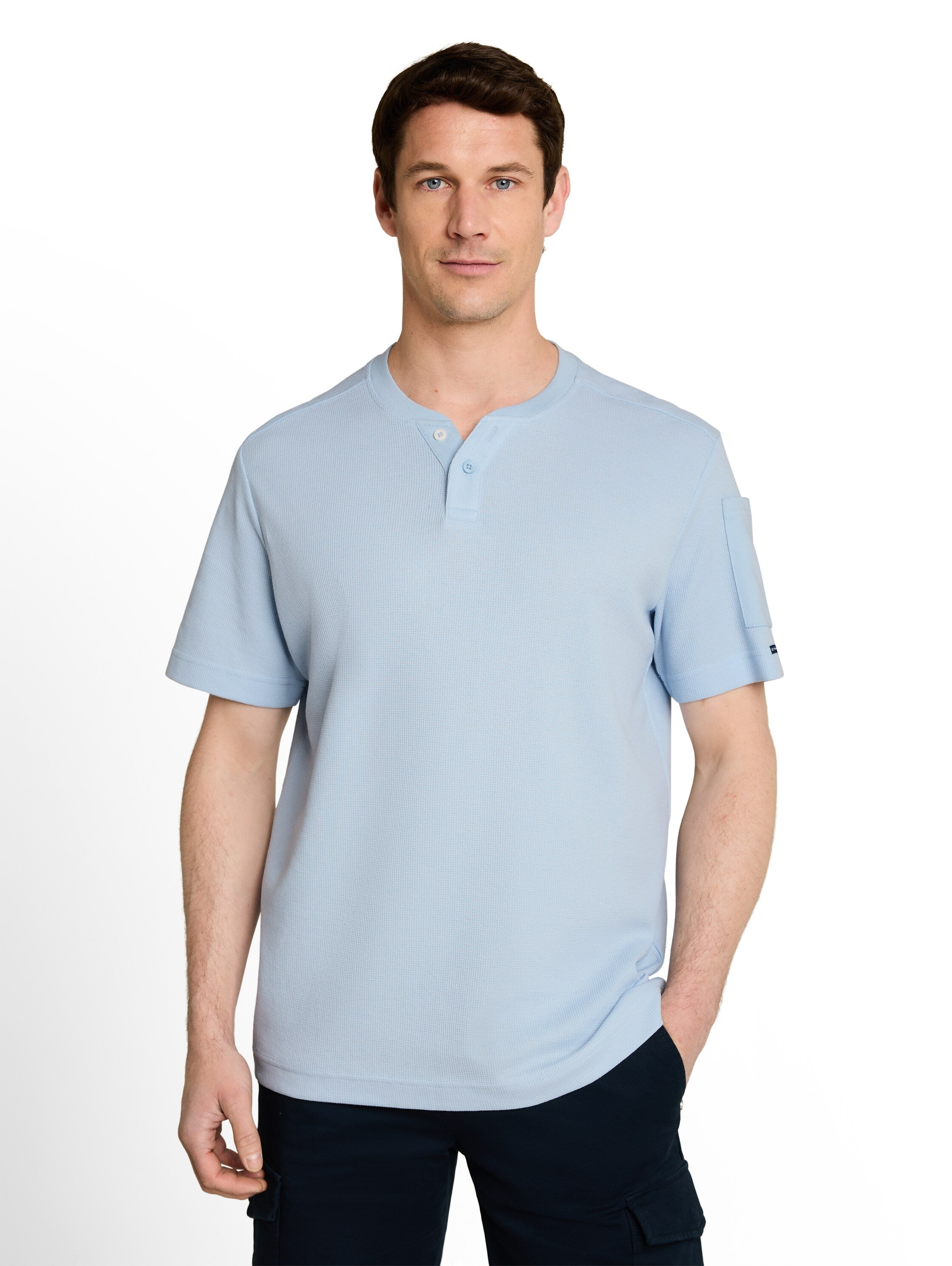 Henley T-Shirt mit Waffelstruktur