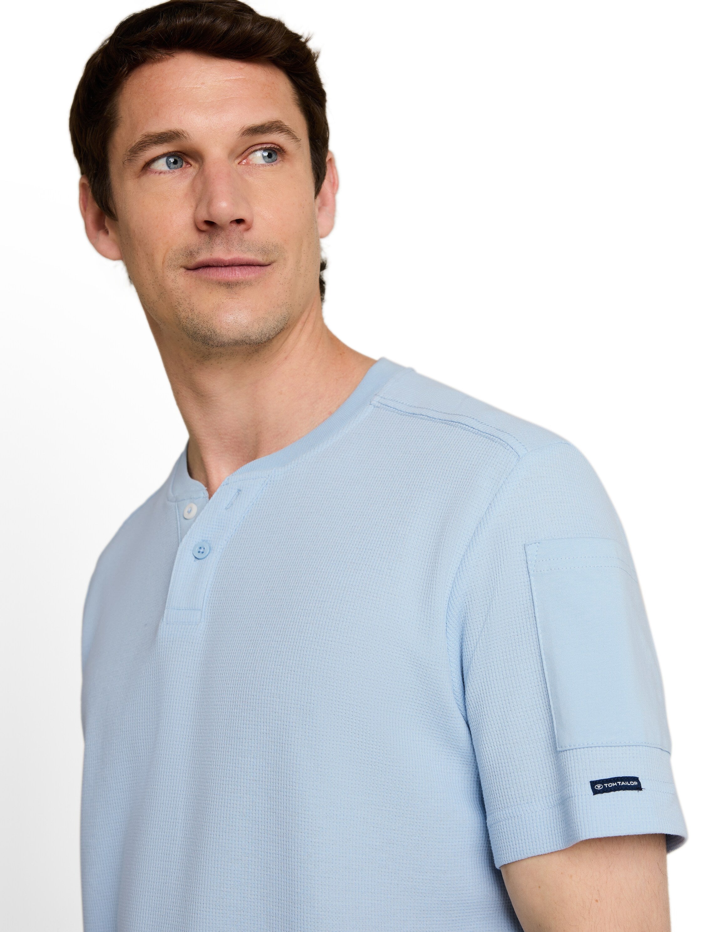 Henley T-Shirt mit Waffelstruktur