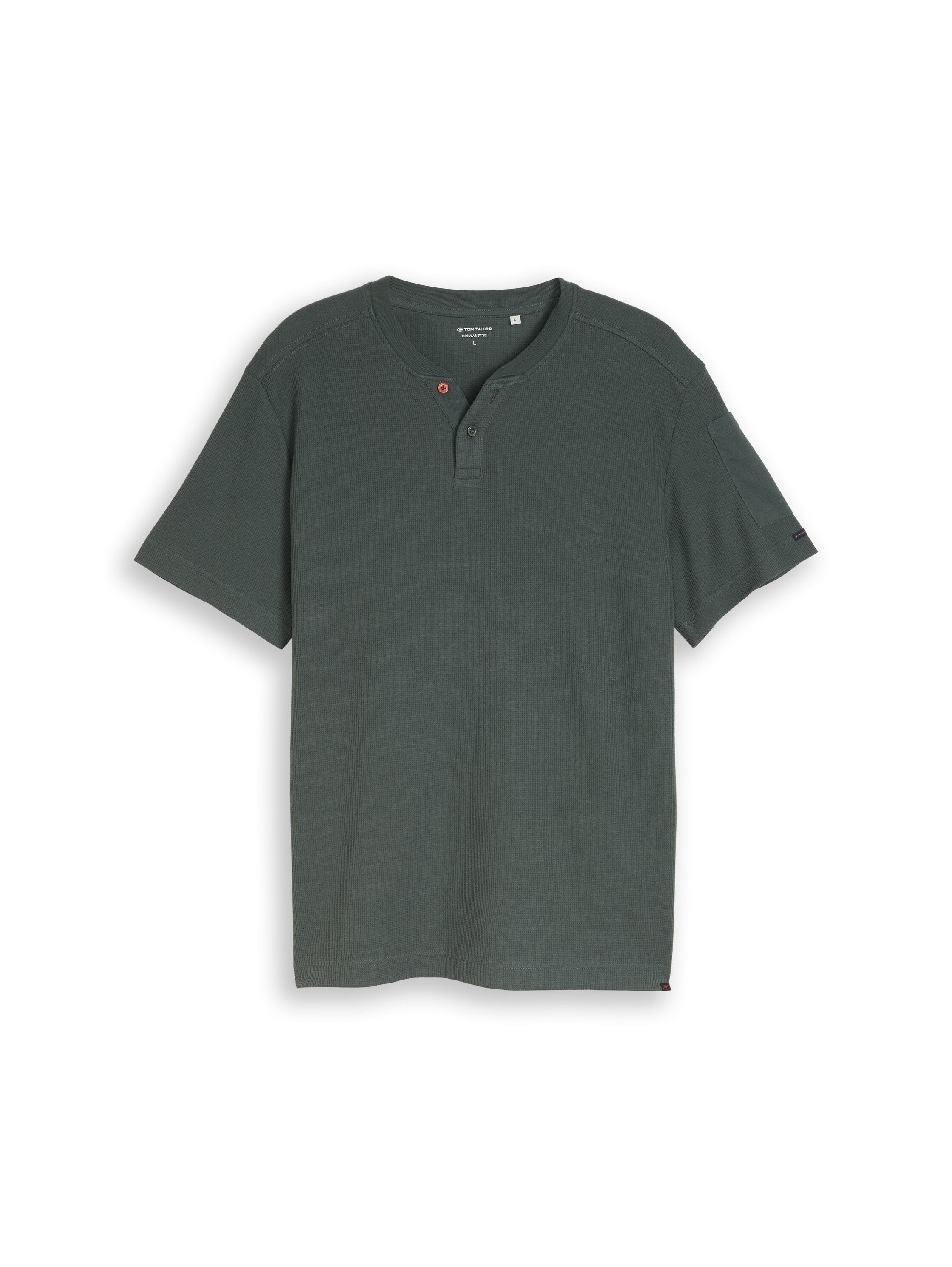 Henley T-Shirt mit Waffelstruktur