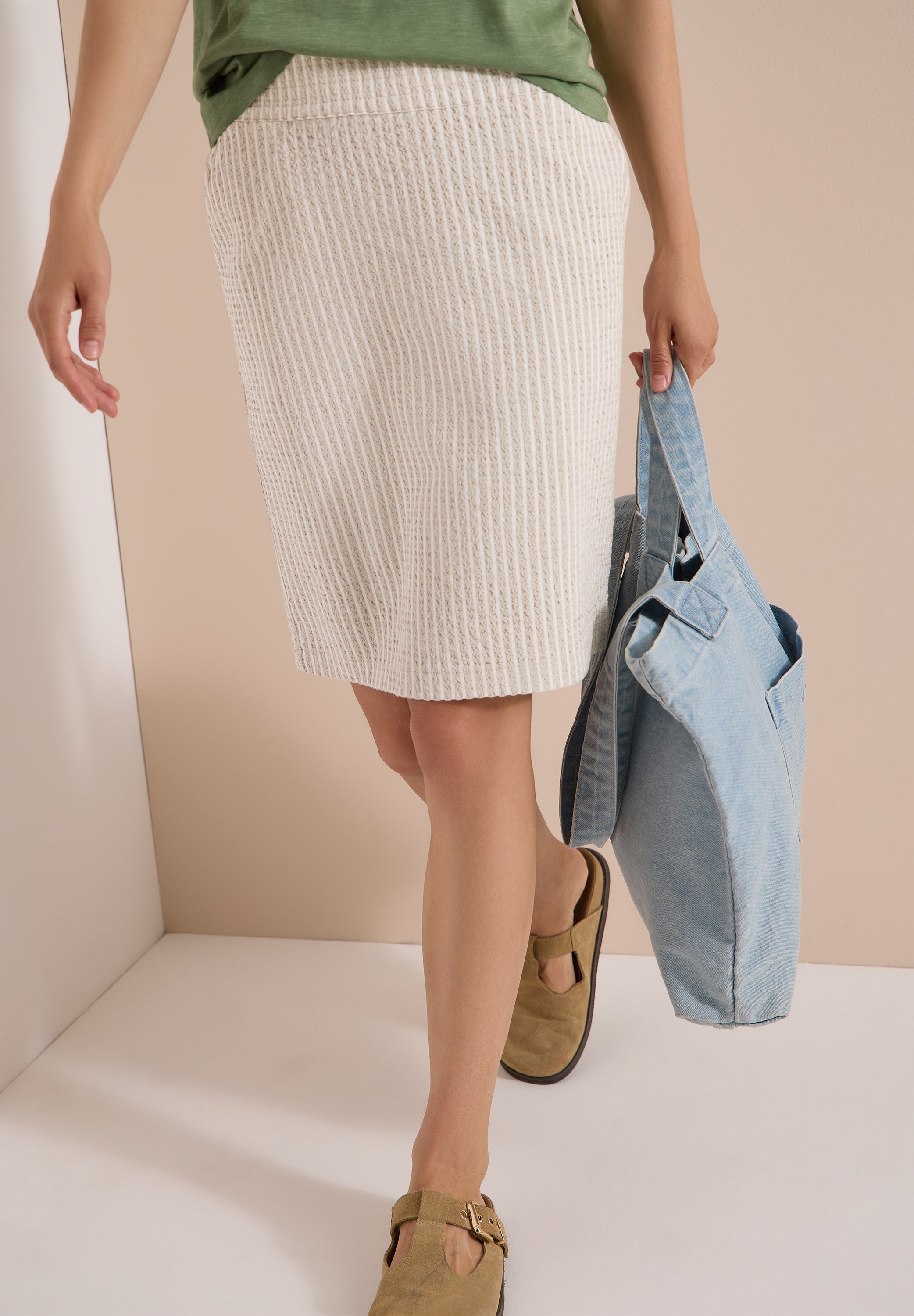 Knielanger Jogg Skirt in Seersucker-Qualität