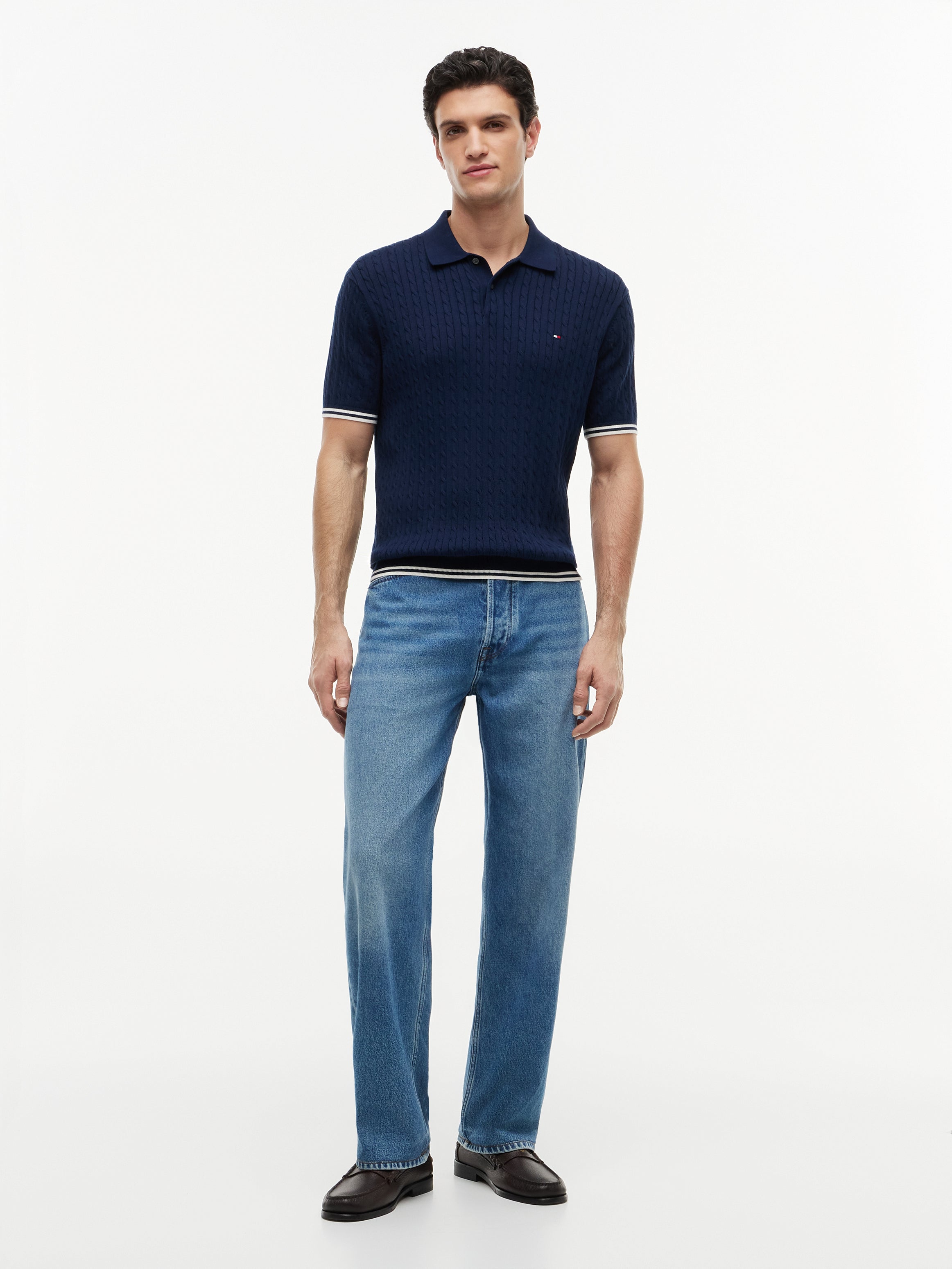 CABLE KNITTED S/S POLO
