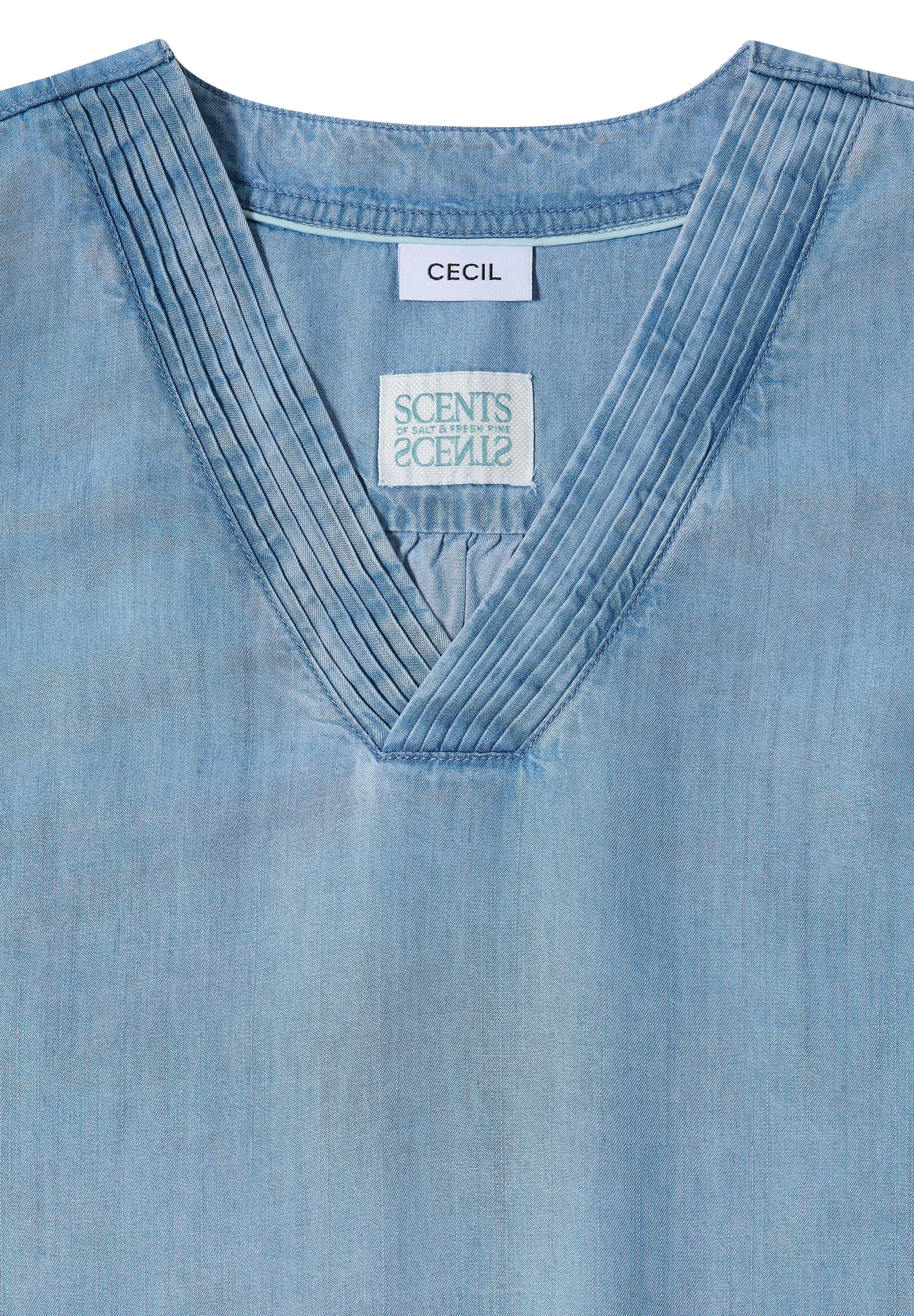 Knielanges Kleid aus Lyocell mit V-Neck