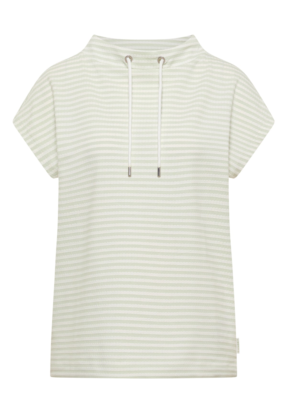 T-Shirt mit Funnel Neck und Streifen