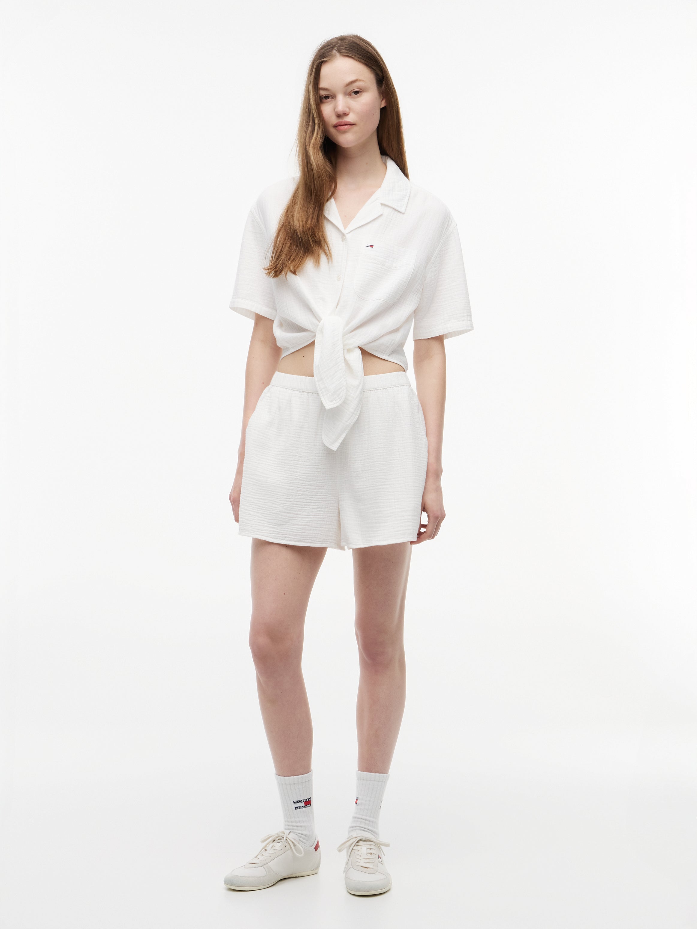 TJW TEXTURED TIE FRONT SS SHIRT