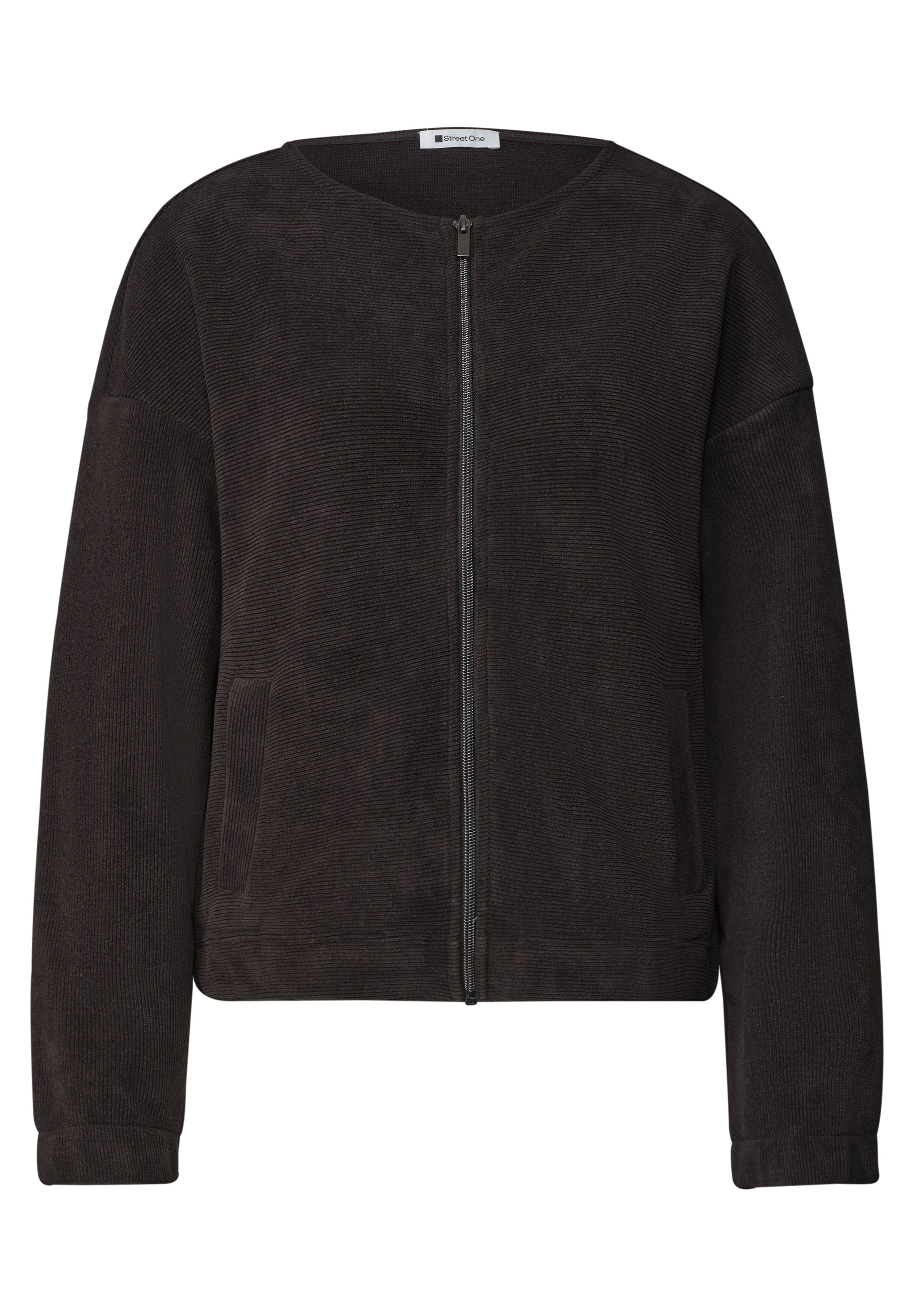 Jacke mit Rundhals in Cord-Optik