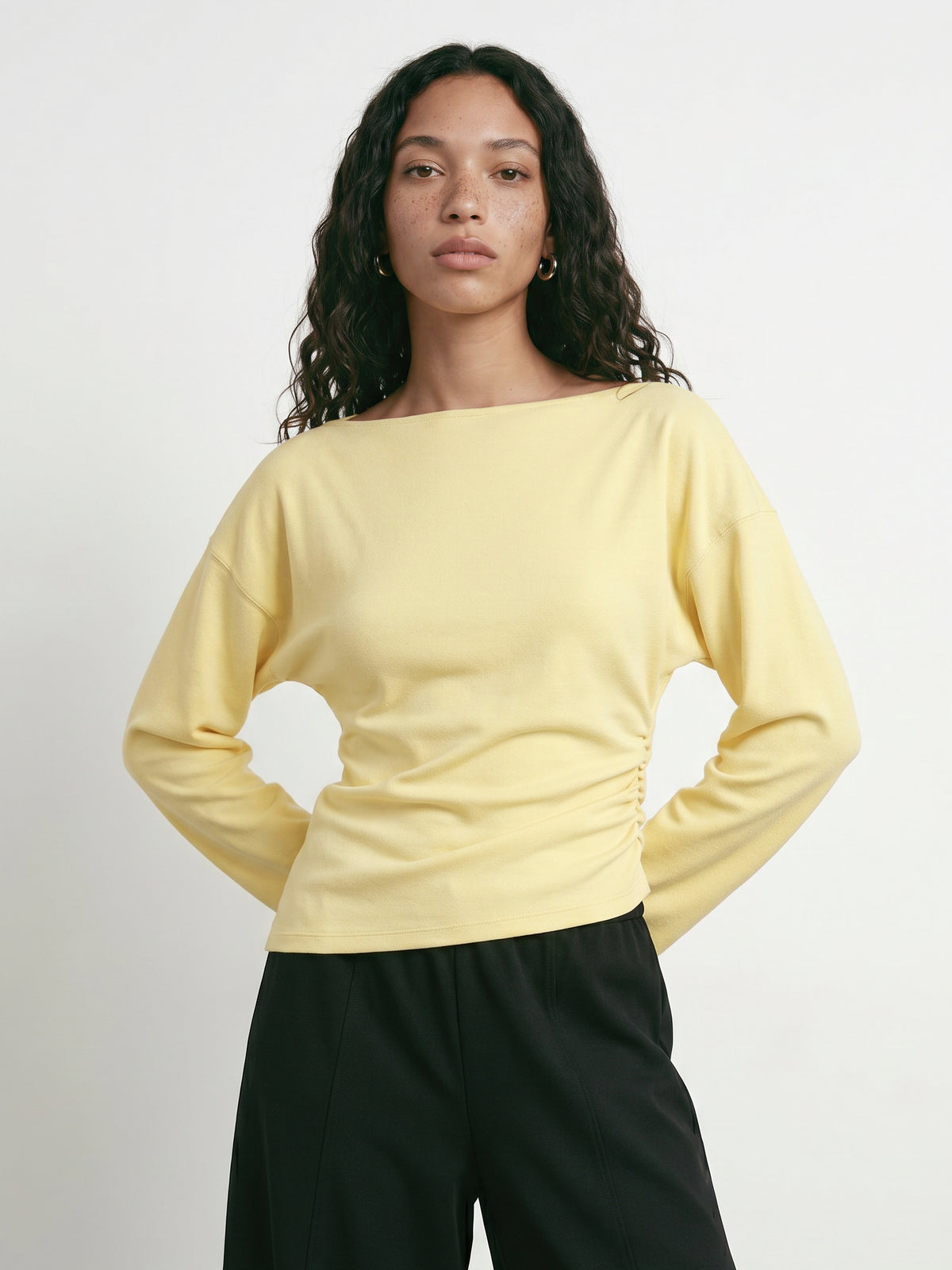 HDYURI LS DRAPED TOP
