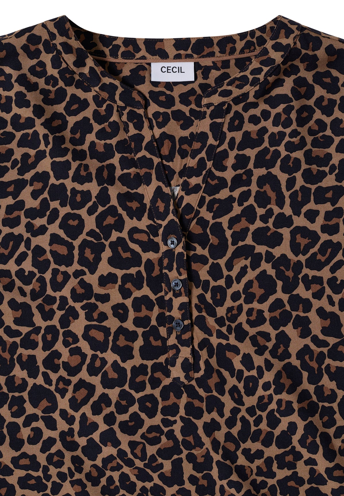 3/4-Arm Tunika mit Split Neck und Leo-Muster