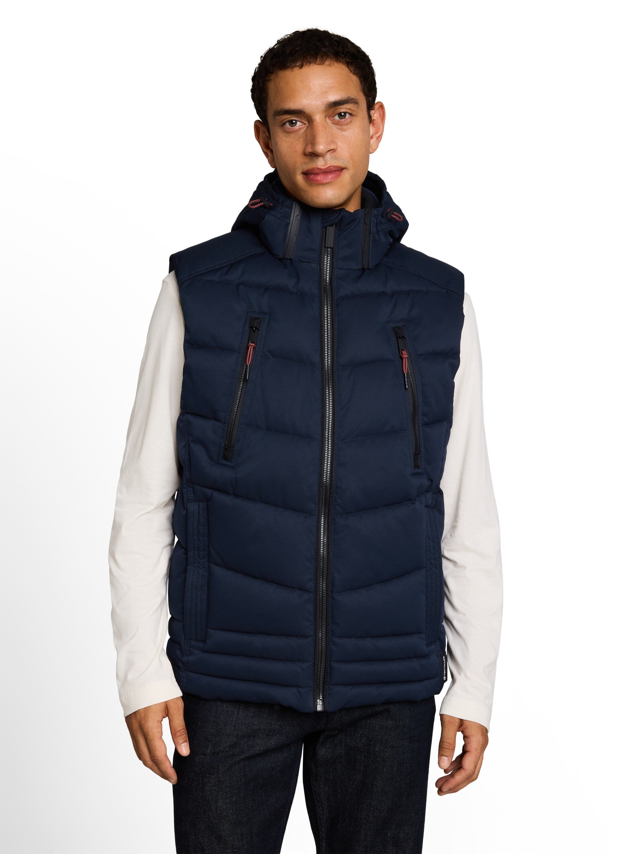 Puffer-Weste mit abnehmbarer Kapuze