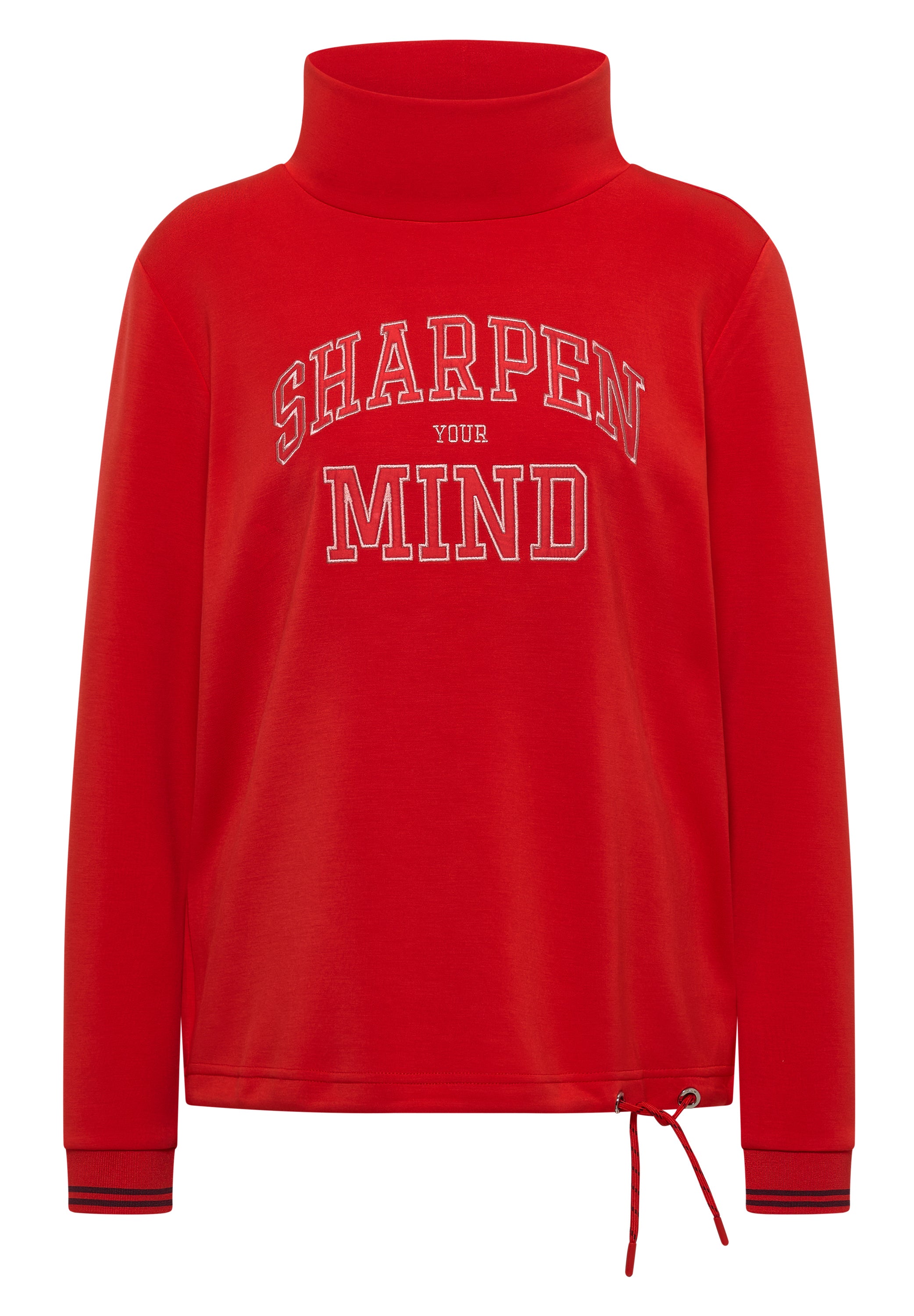 Langarm Shirt mit Stehkragen und Wording