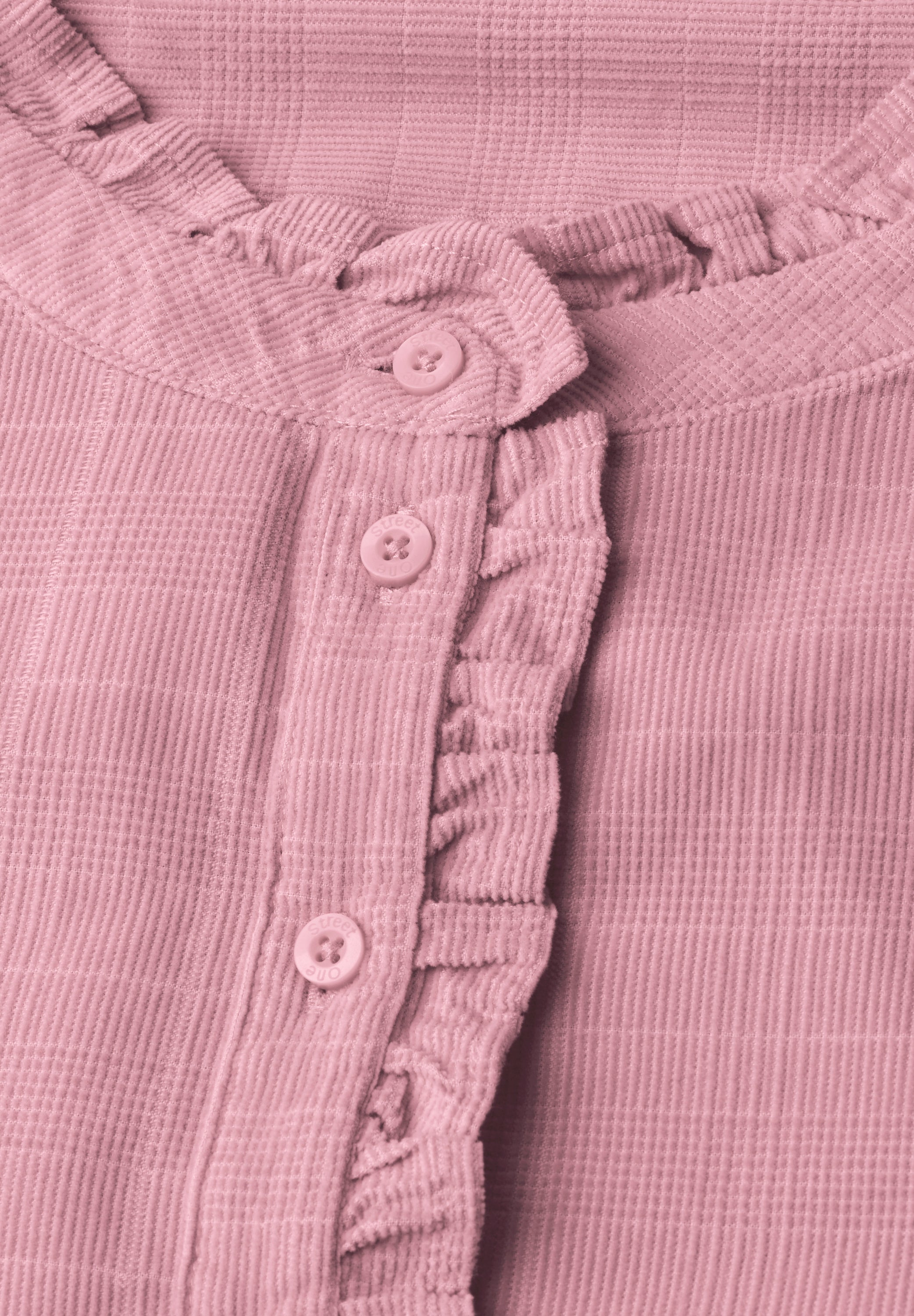 Langarm Cordbluse mit Rüschendetails