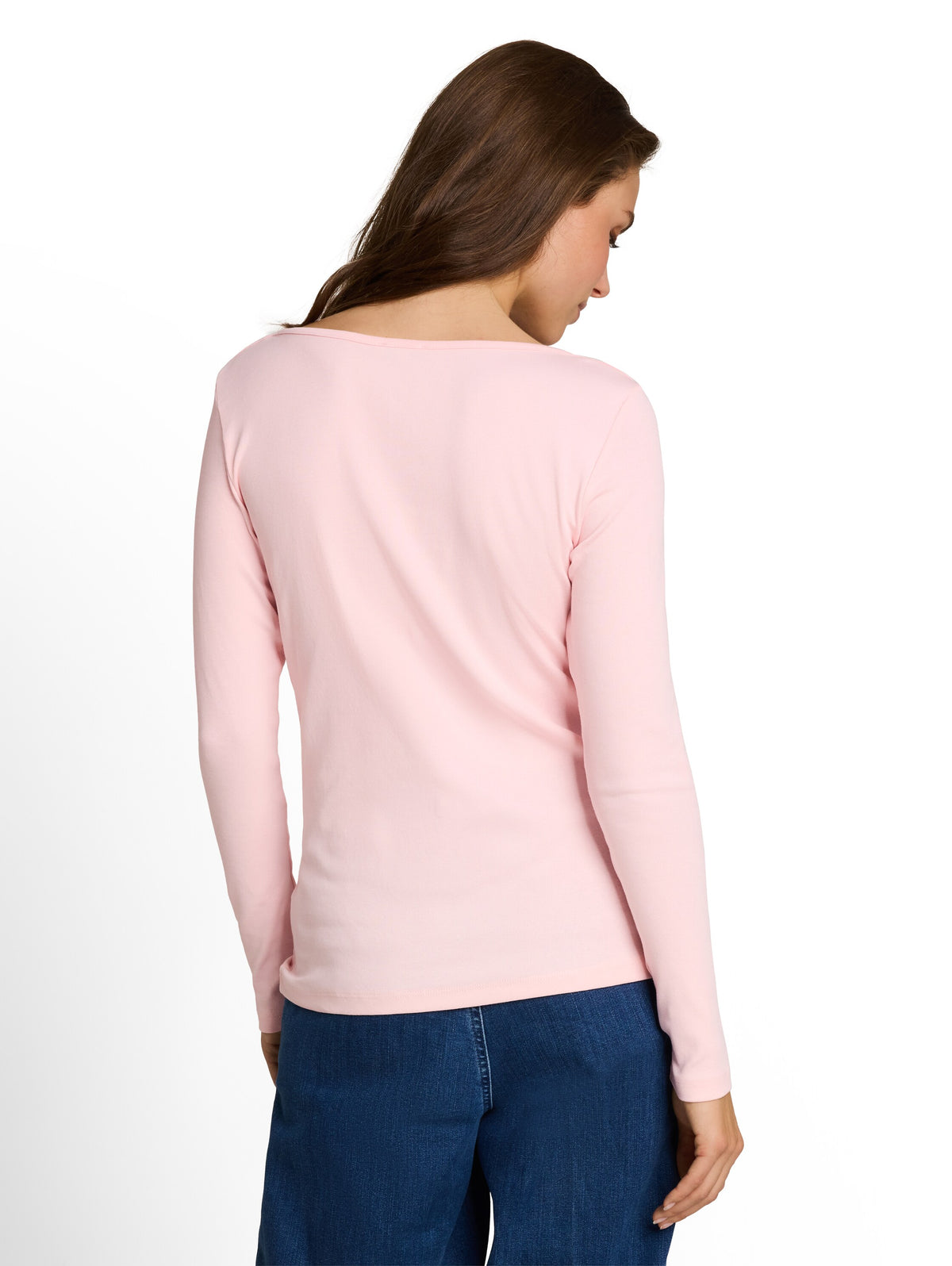 Slim Fit Langarmshirt mit U-Boot-Ausschnitt