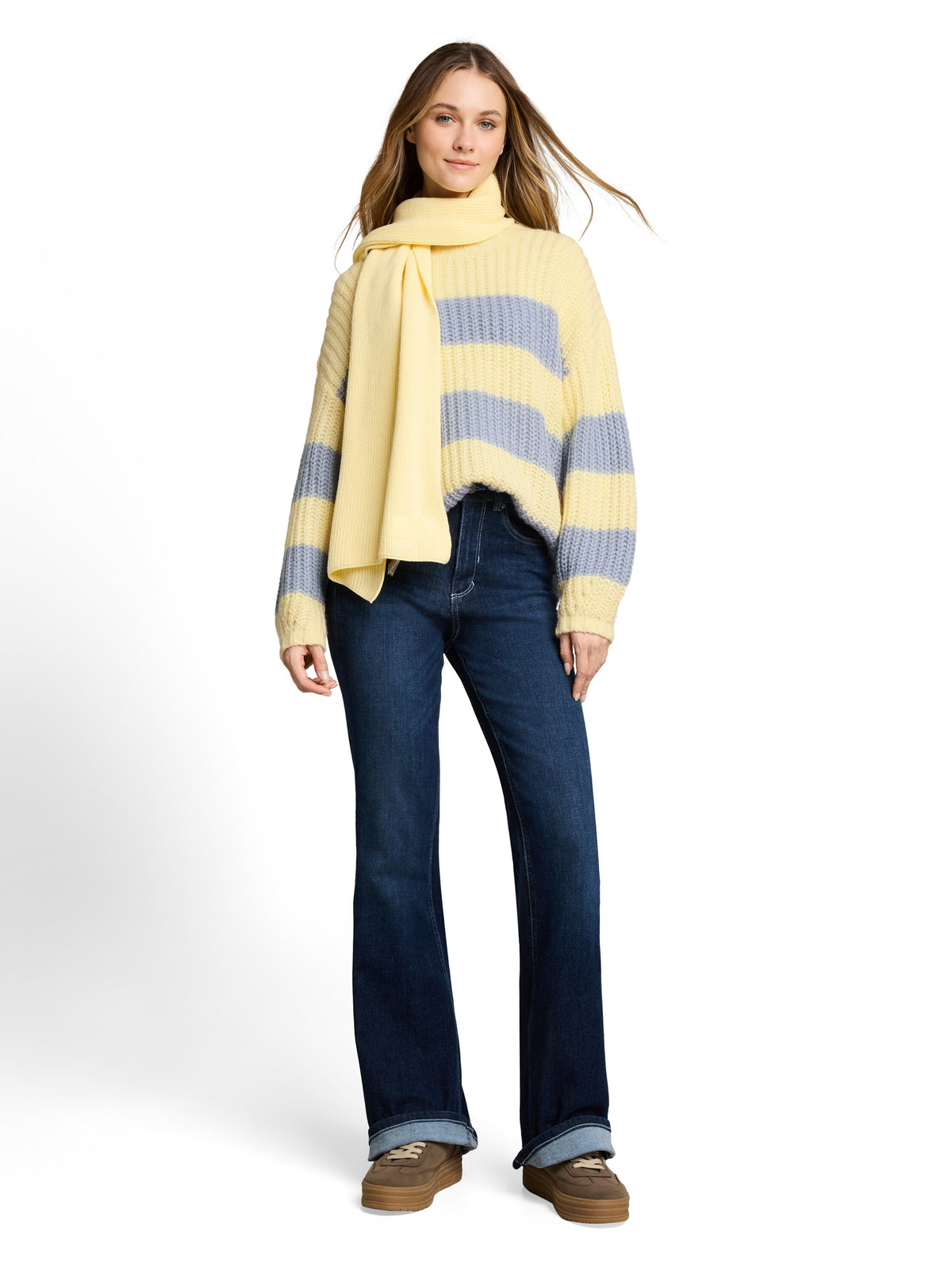 Relaxed Fit Strickpullover mit Streifenmuster