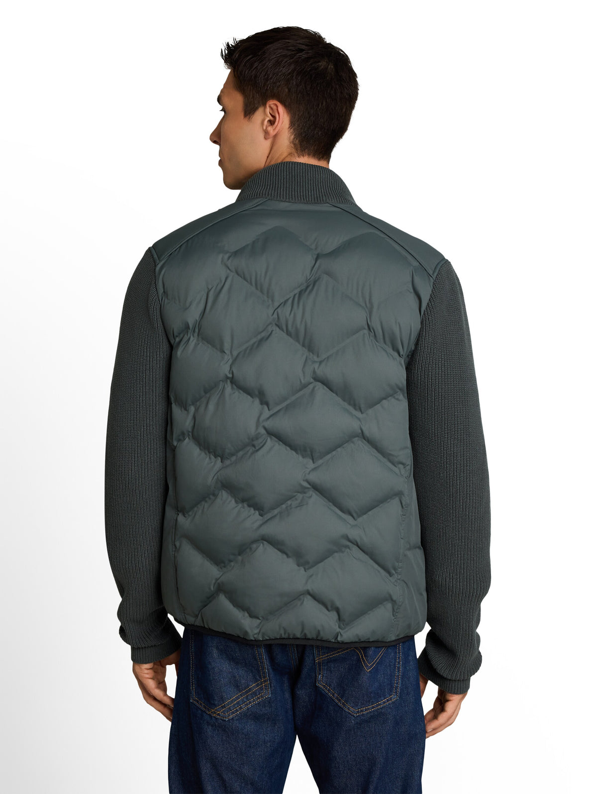 Hybrid Steppjacke mit Strick-Details