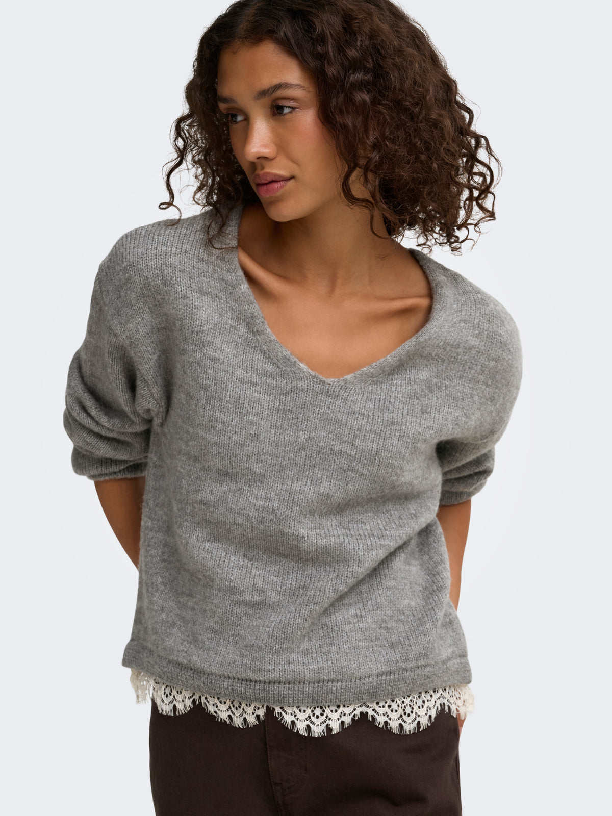 JDYSTEPHANIE L/S V-NECK LACE PULL KNT