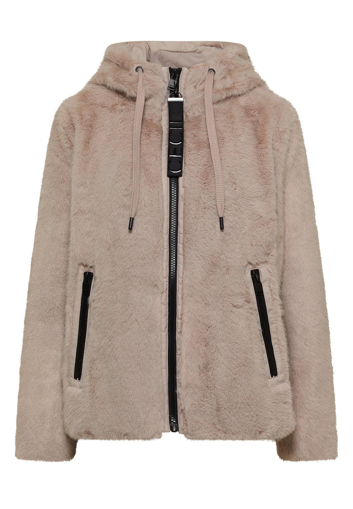 Fake Fur Jacke mit Softshelldetails