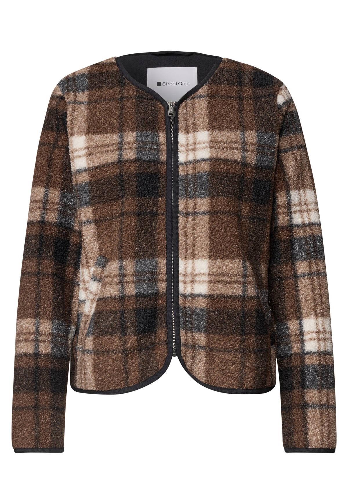 Teddy-Jacke mit Rundhals und Print
