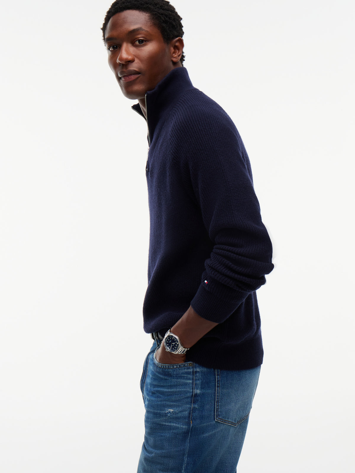 FISHERMAN RIB ZIP MOCK