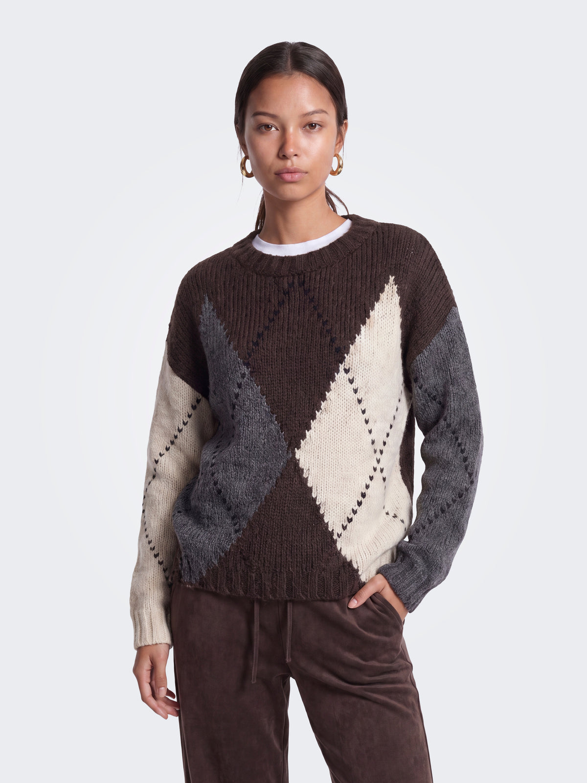 ONLCOZY LS ARGYLE O-NECK KNT