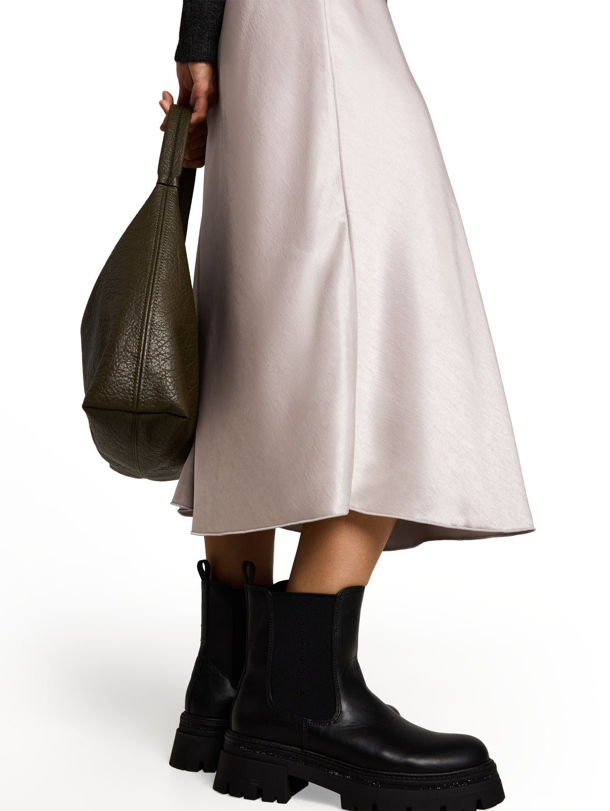 Fitted Satin Midi-Rock