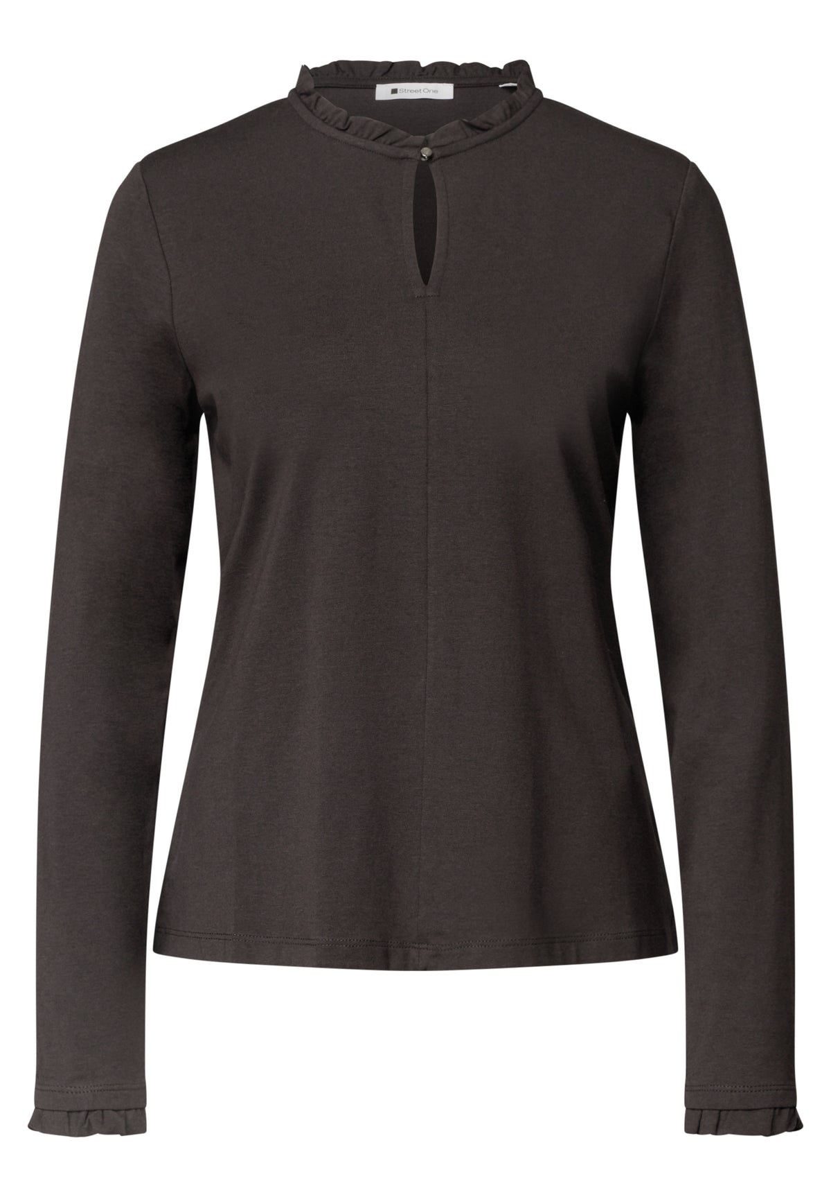 Basic Shirt mit Rüschen und Cut-Out-Detail