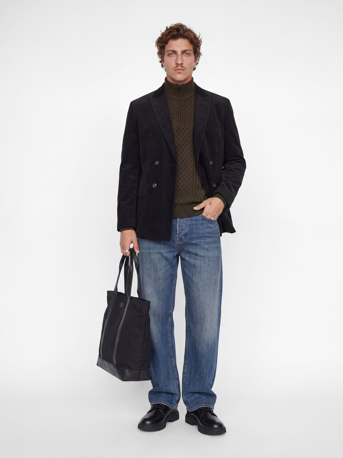JPRBLUCALLUM CABLE KNIT HALF ZIP