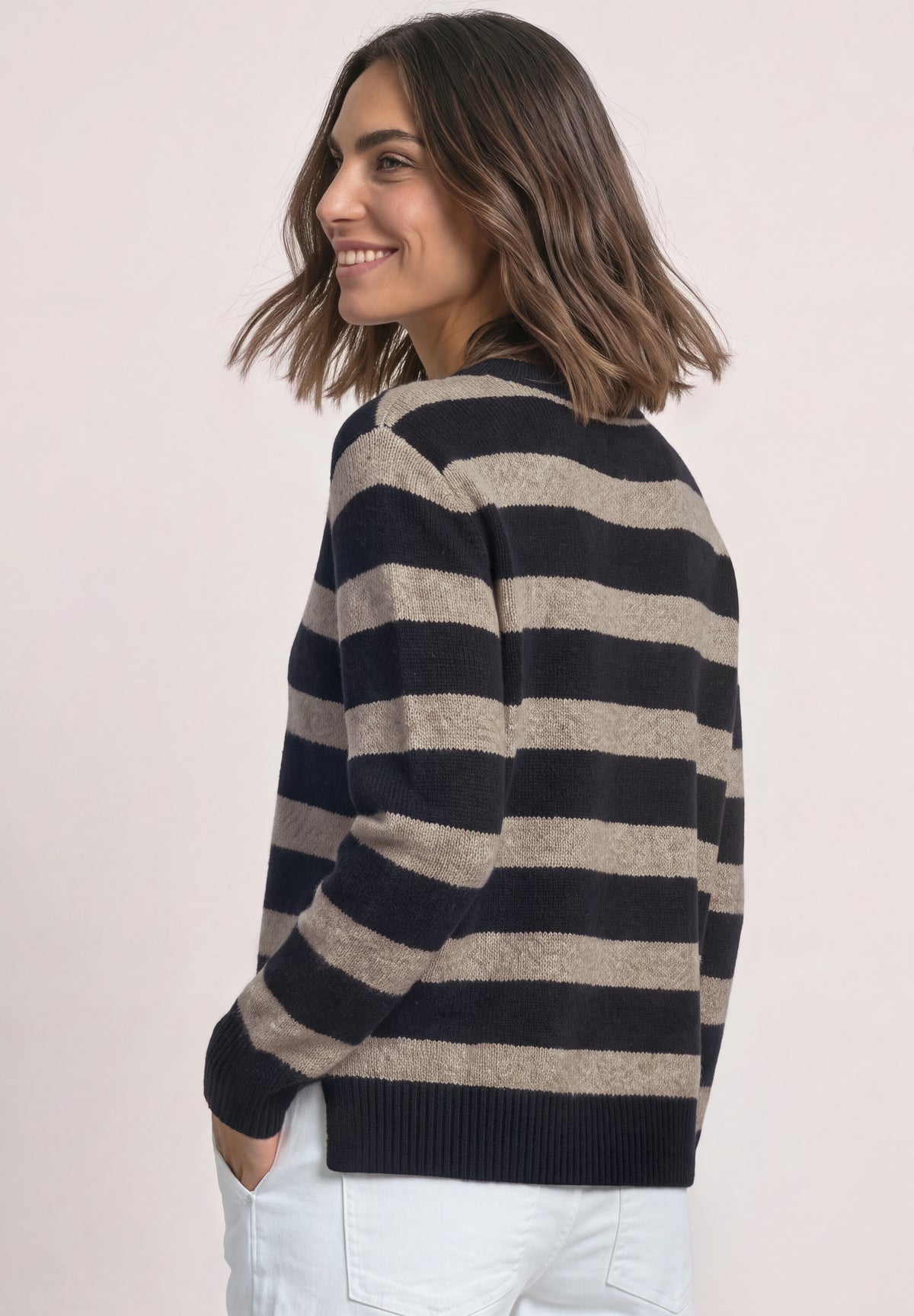 Pullover mit Boat Neck und Streifen
