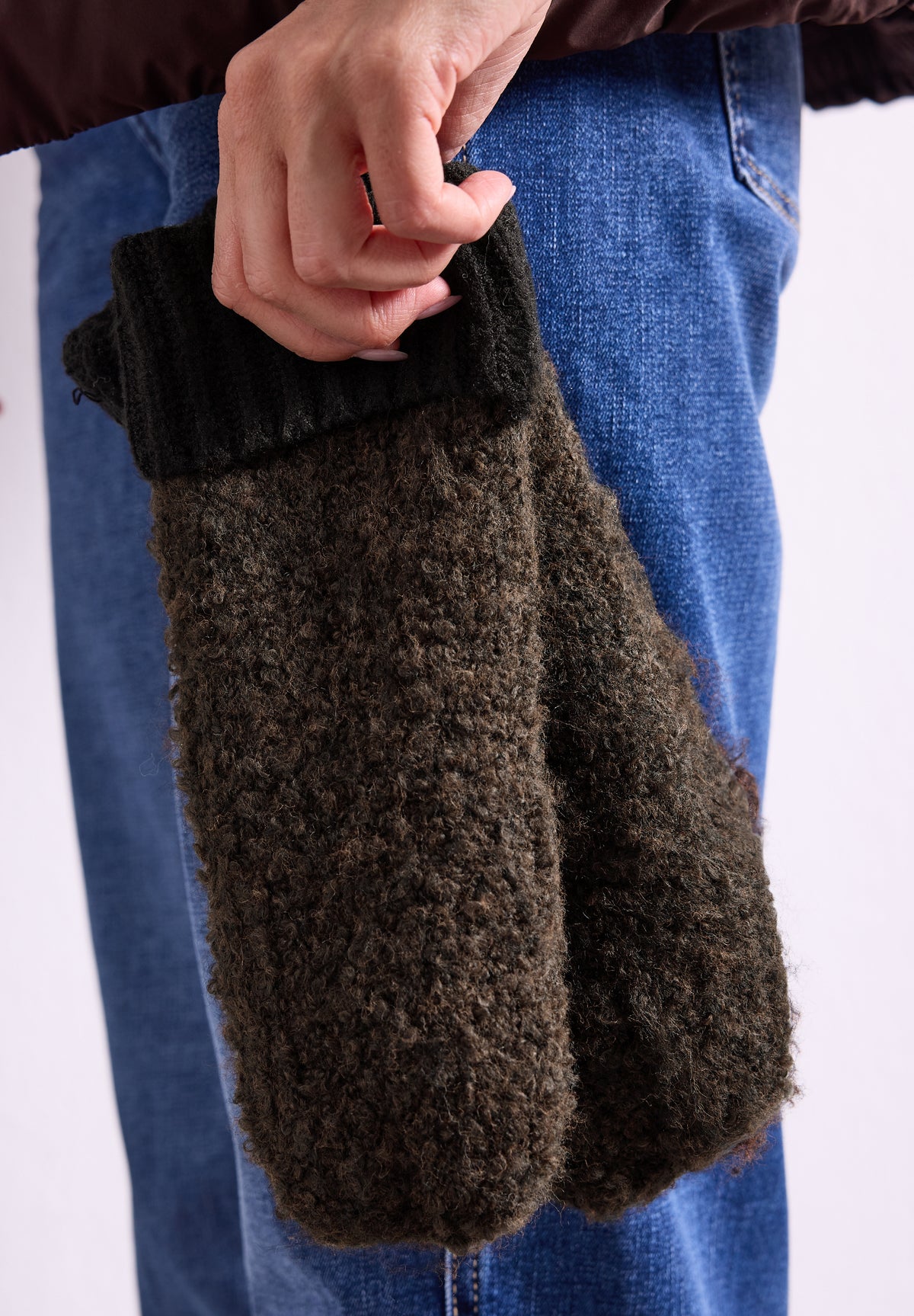 Bouclé-Mix Fäustlinge