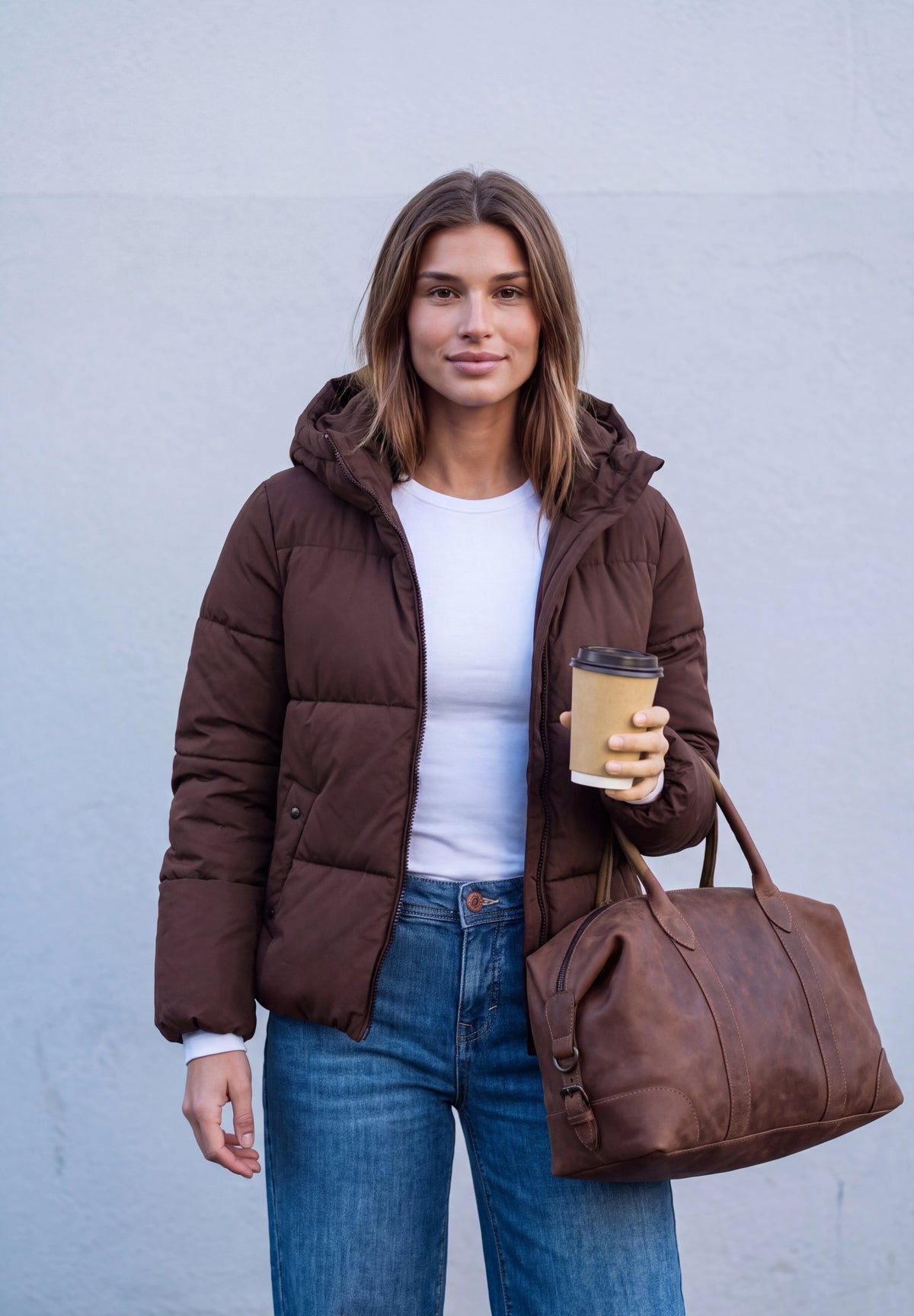 Kurze Puffer Jacke mit Kapuze