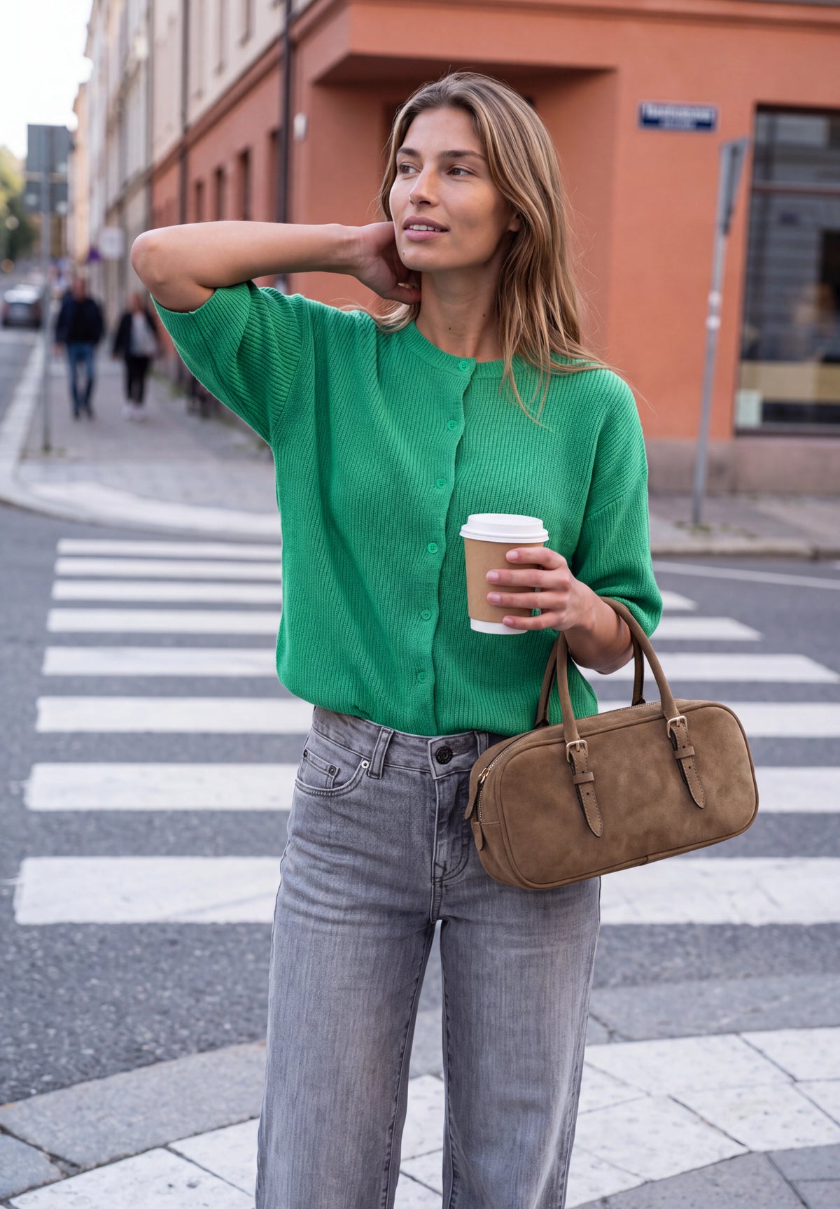 Kurzarm Cardigan mit Knopfleiste