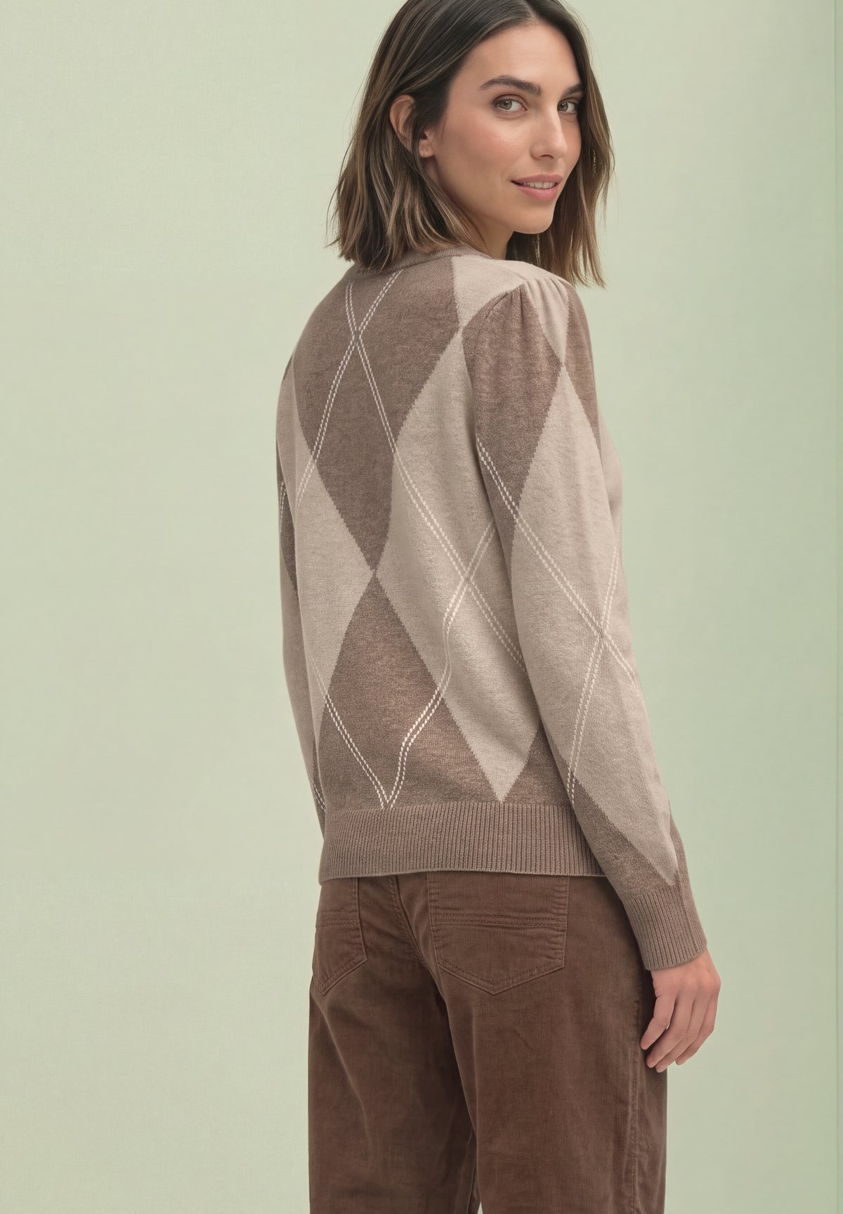 Langarm Pullover mit Argyle-Muster