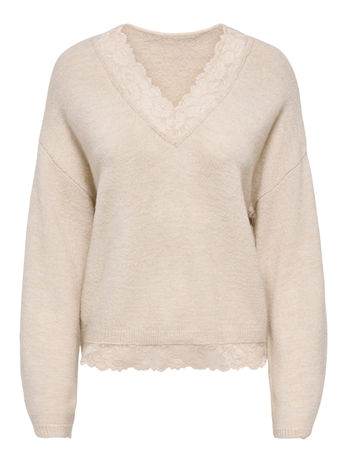 ONLCLOVER LS LACE V-NECK REVERSIBLE KNT