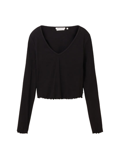 Tom Tailor Denim Cropped Pullover Weiblich mit Bio-Baumwolle