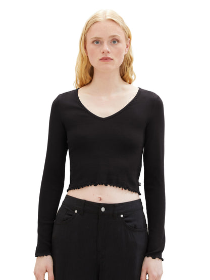 Tom Tailor Denim Cropped Pullover Weiblich mit Bio-Baumwolle