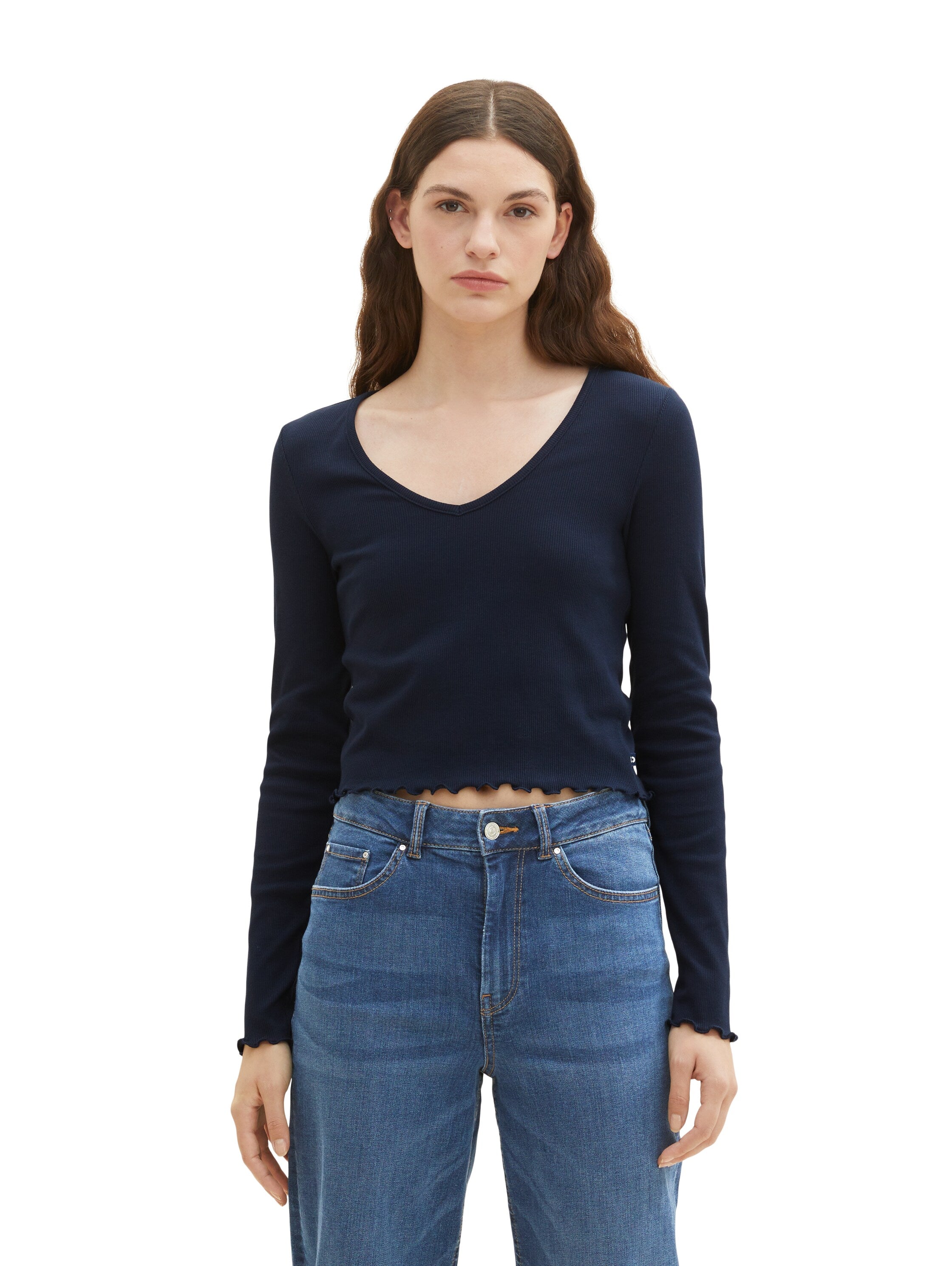 Tom Tailor Denim Cropped Pullover Weiblich mit Bio-Baumwolle
