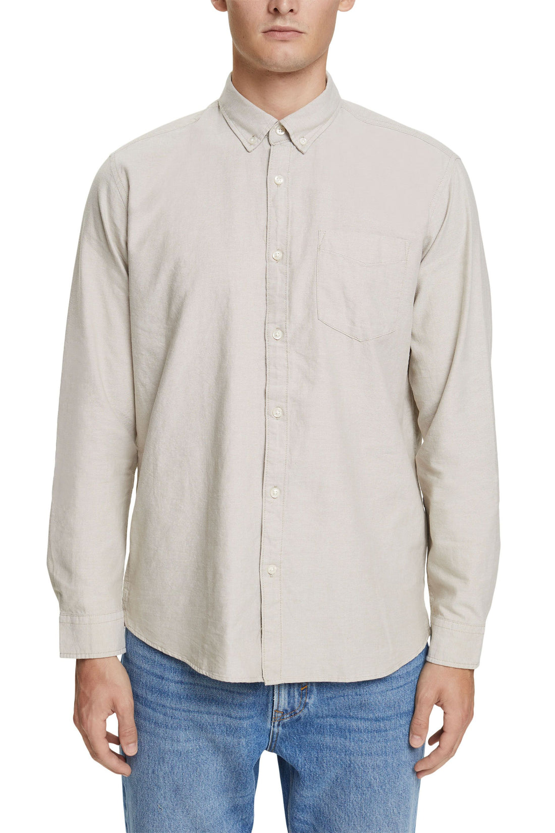 Esprit Baumwollhemd für Herren mit Button-Down-Kragen und Brusttasche