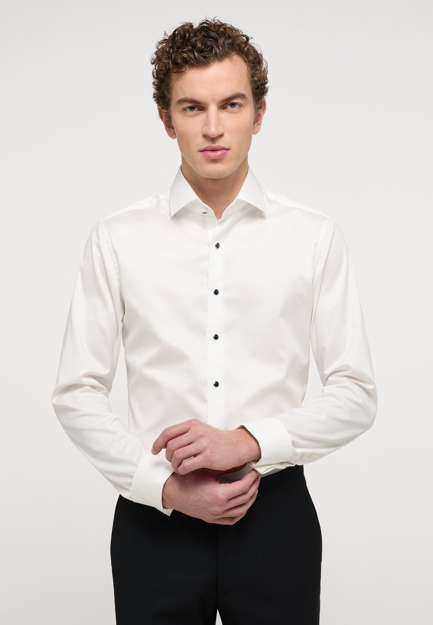 ETERNA Luxury Shirt Slim Fit Herren Bügelfrei Twill Gala Kent Umschlagmanschette