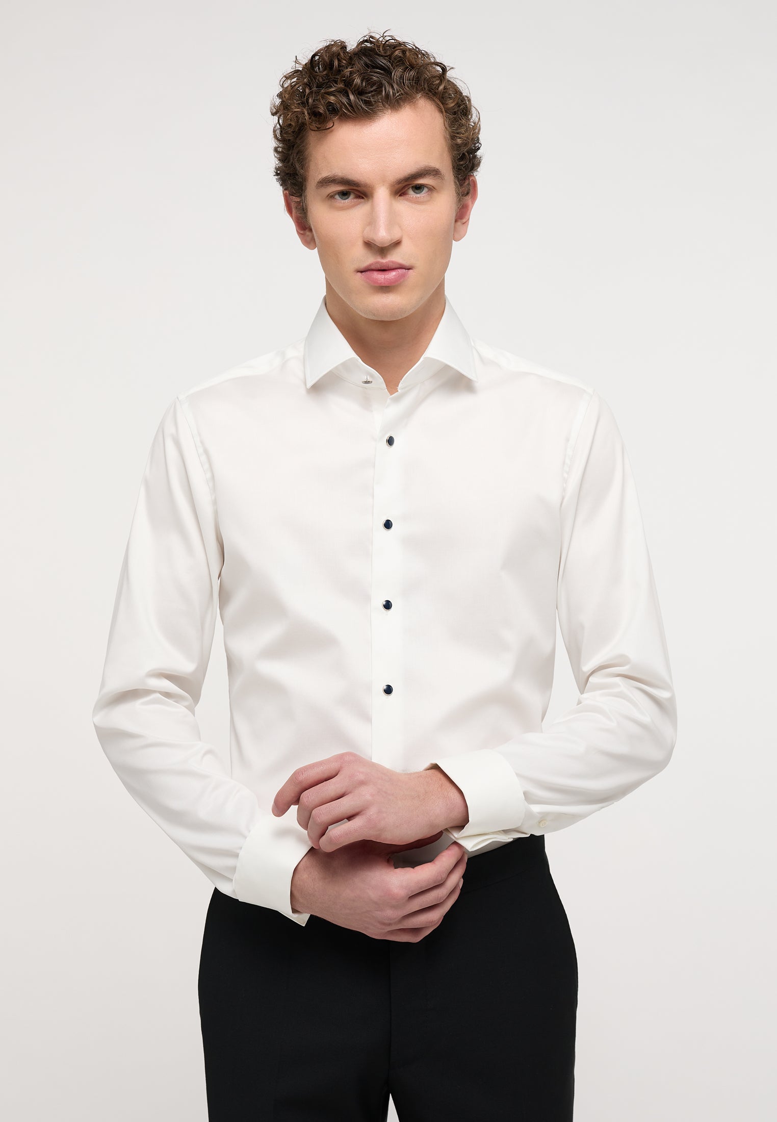 ETERNA Luxury Shirt Slim Fit Herren Bügelfrei Twill Gala Kent Umschlagmanschette