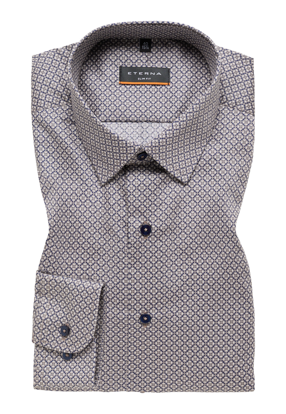 Eterna Slim Fit Langarmhemd Herren Bügelfrei Twill