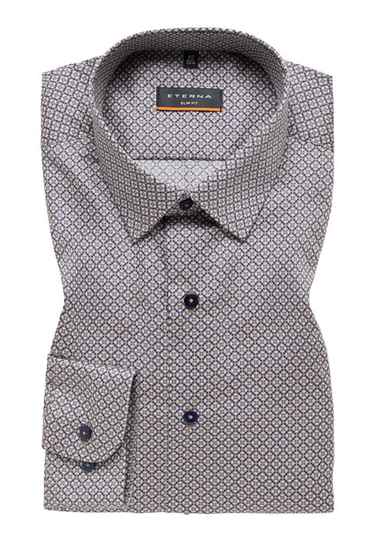 Eterna Slim Fit Langarmhemd Herren Bügelfrei Twill