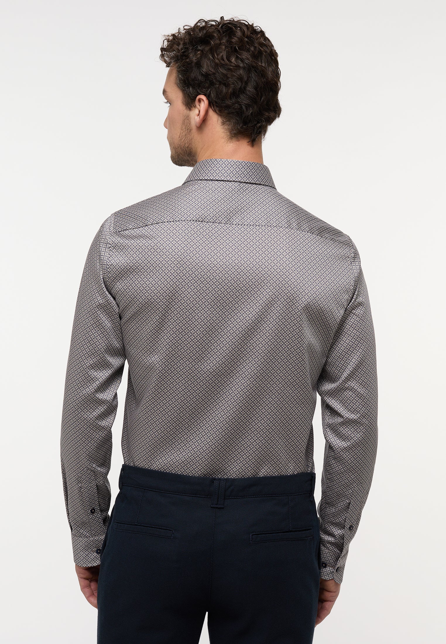 Eterna Slim Fit Langarmhemd Herren Bügelfrei Twill